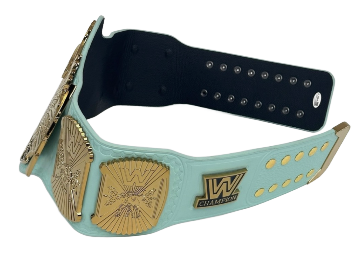 Hulk Hogan Signed Blue Winged V2 Wresting Belt With Signed Cover