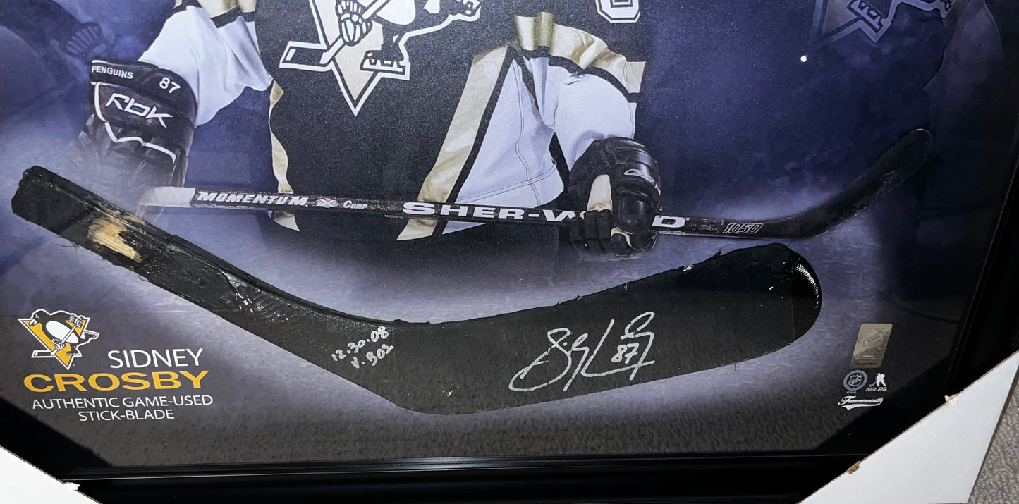 Sidney Crosby Pittsburgh Penguins Signed Framed Game-Used Stick Blade