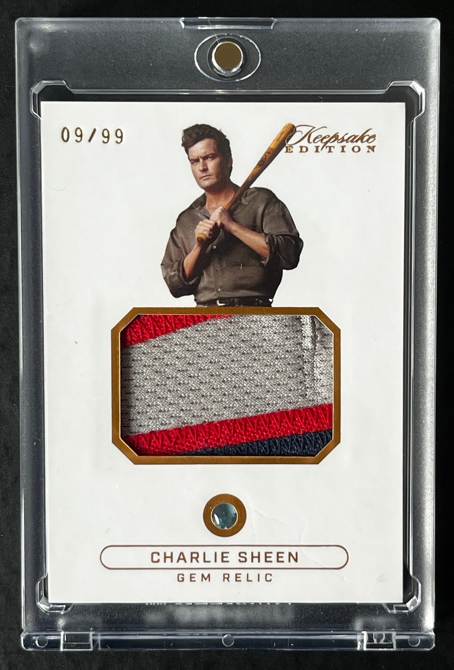 Charlie Sheen 2024 Keepsake Sports Edition #334 Gem Relic Patch Major League/99