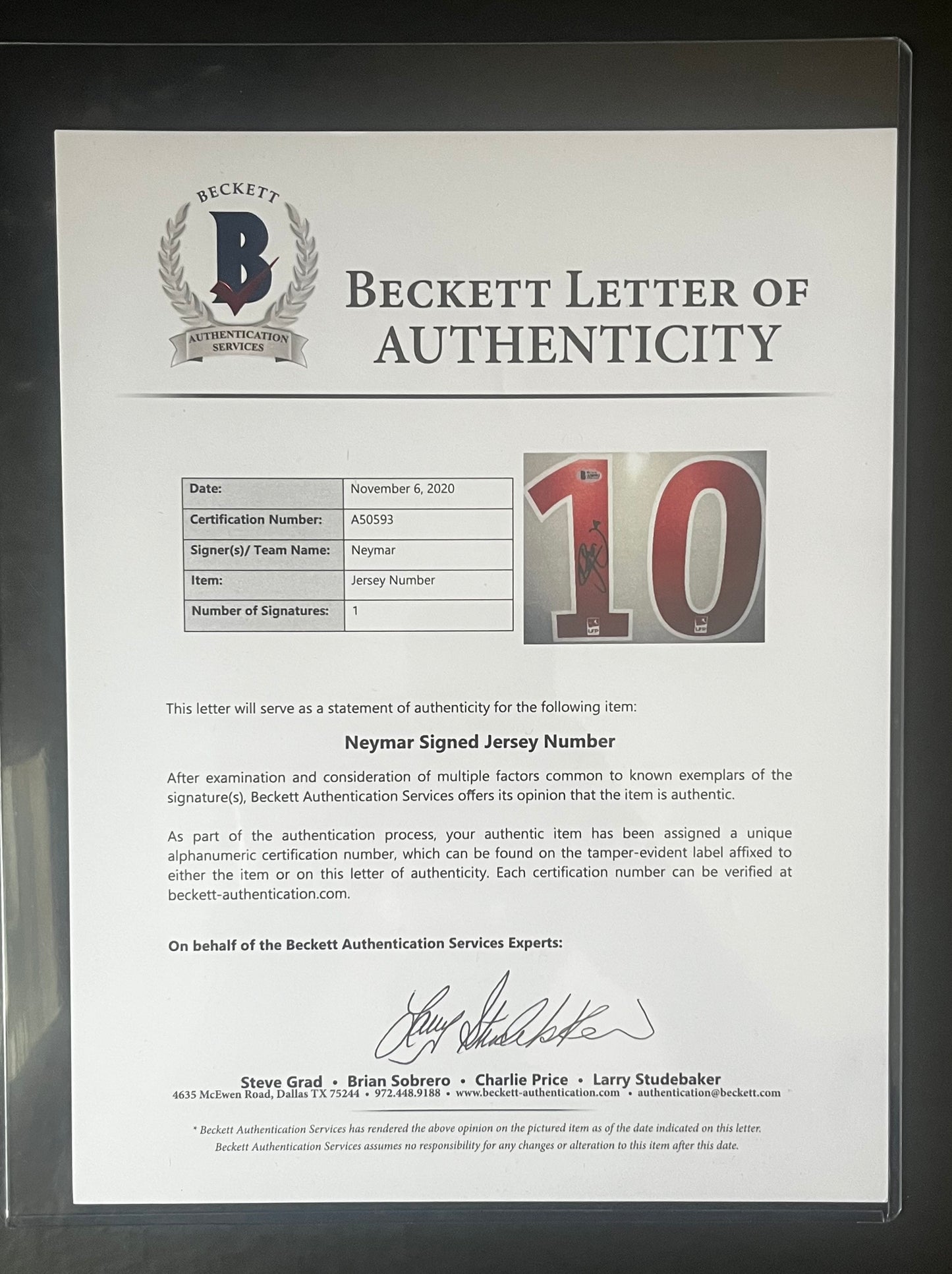 Neymar Jr. Signed PSG 2018-2019 Home Jersey