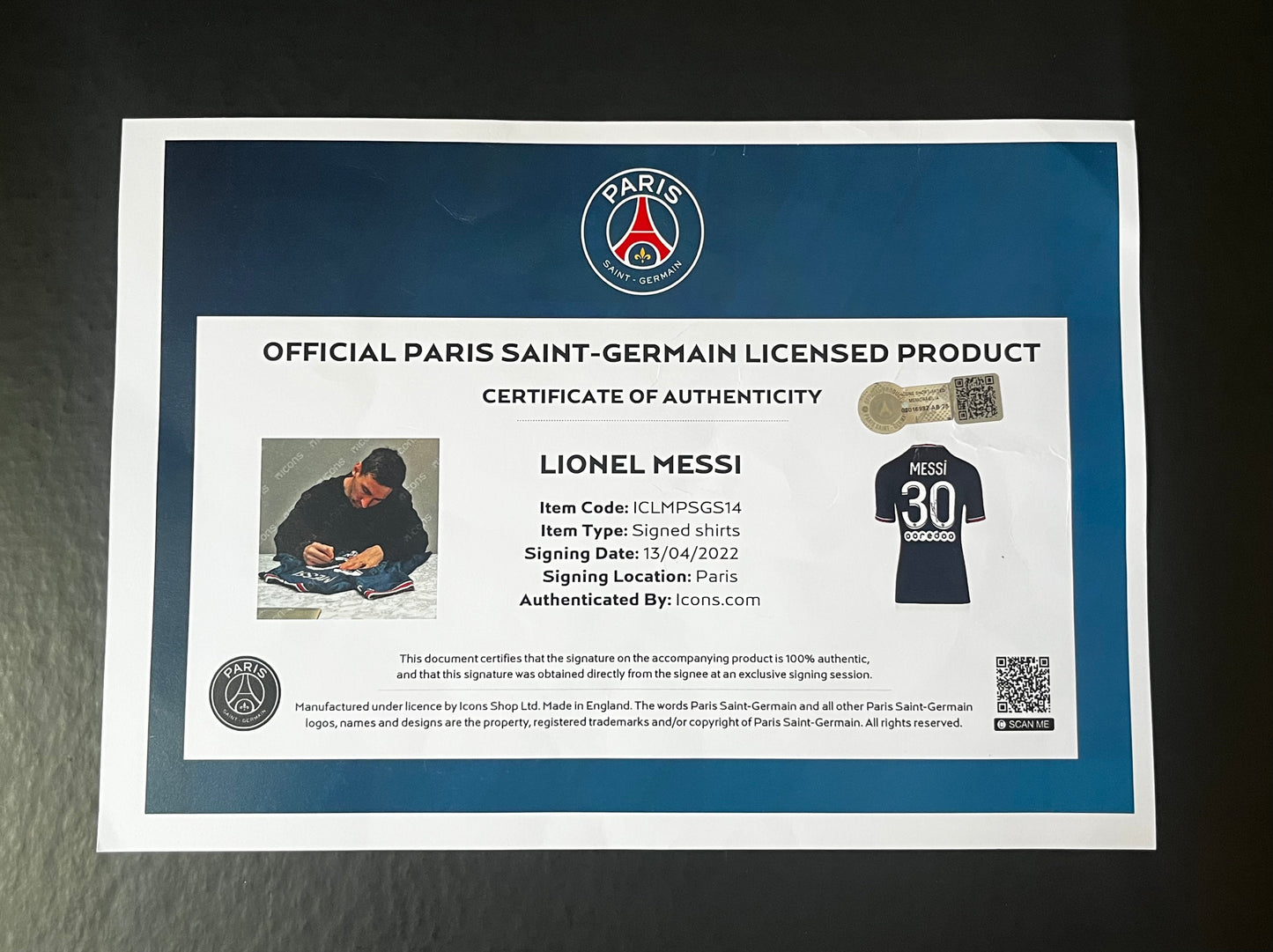 Lionel Messi Signed PSG Home Jersey 2021-2022 Season