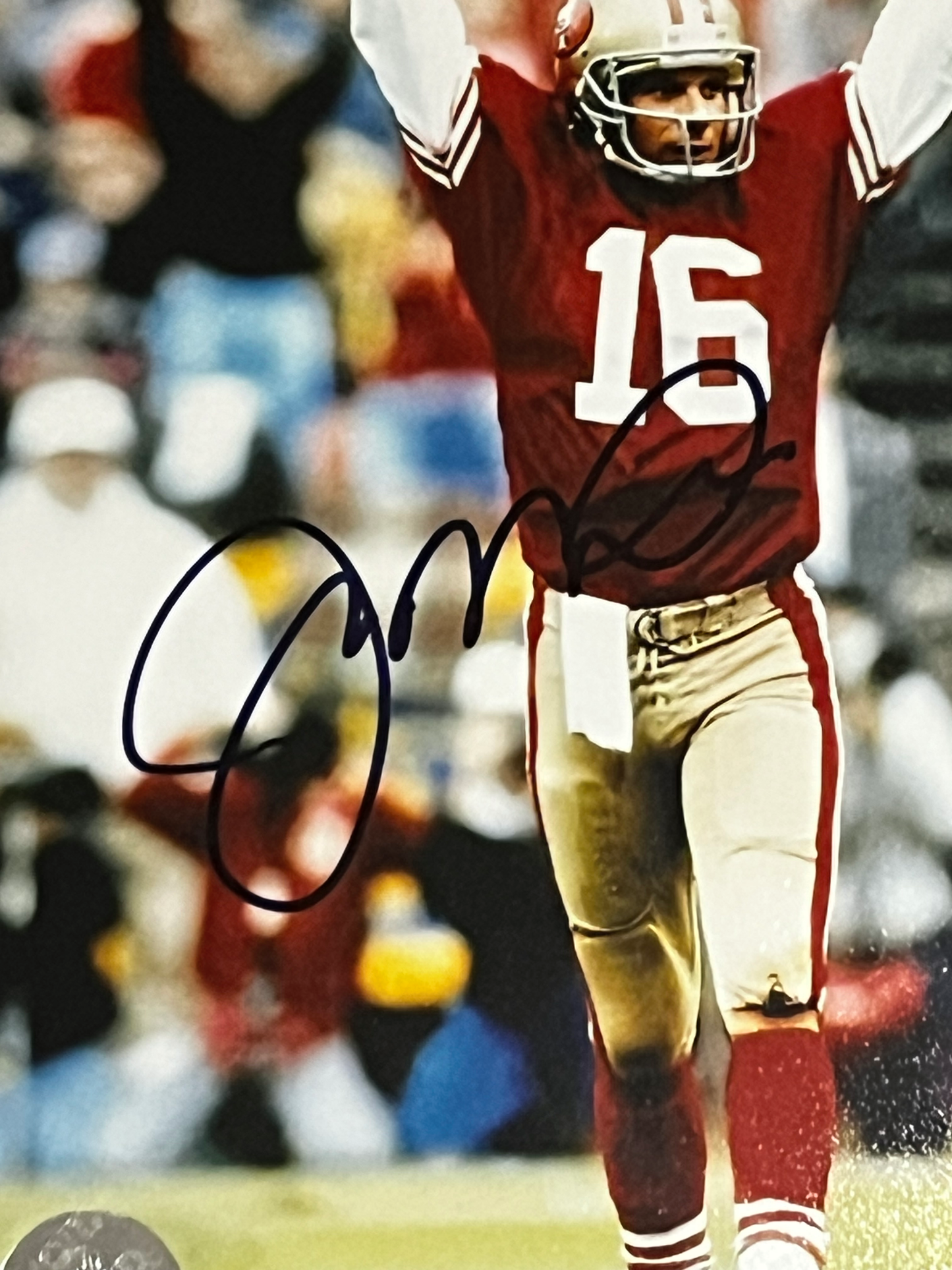 Joe Montana Autographed Framed 8x10 Photo "The Catch"
