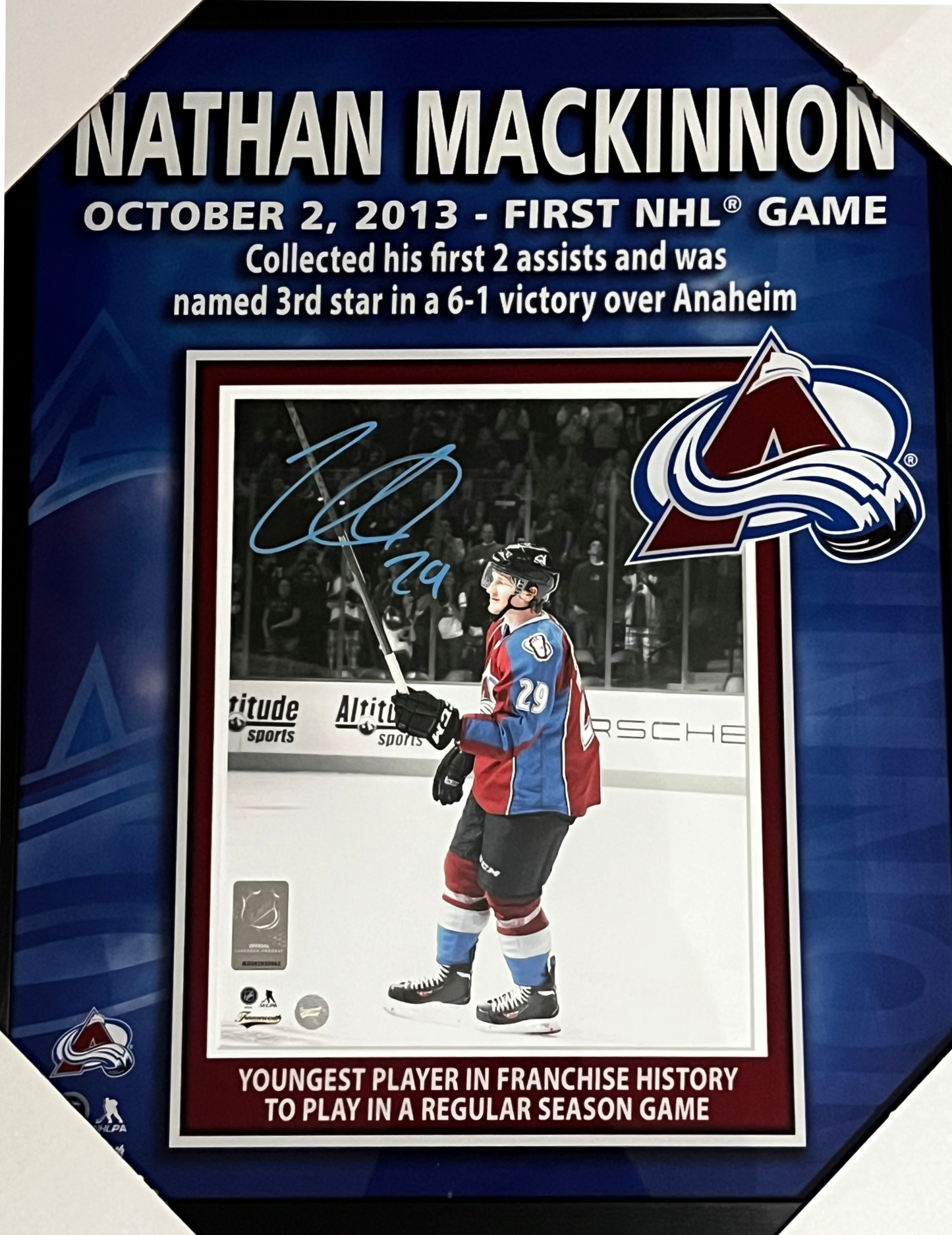 Nathan Mackinnon Autographed 8x10 Framed With Photoglass