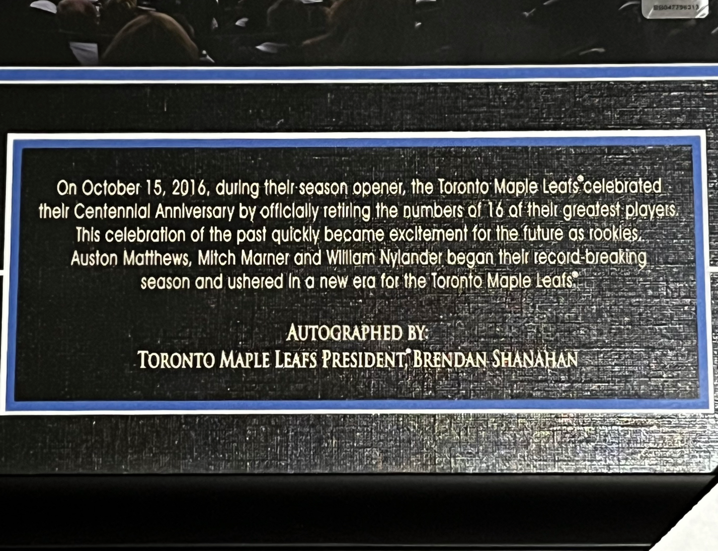 Framed Brendan Shanahan Toronto Maple Leafs Autographed Centennial Official Game Signed Puch