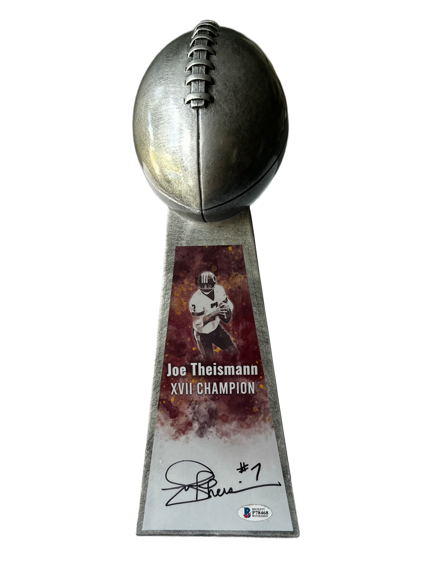 Joe Theismann Signed Replica Vince Lombardi Trophy Beckett BAS