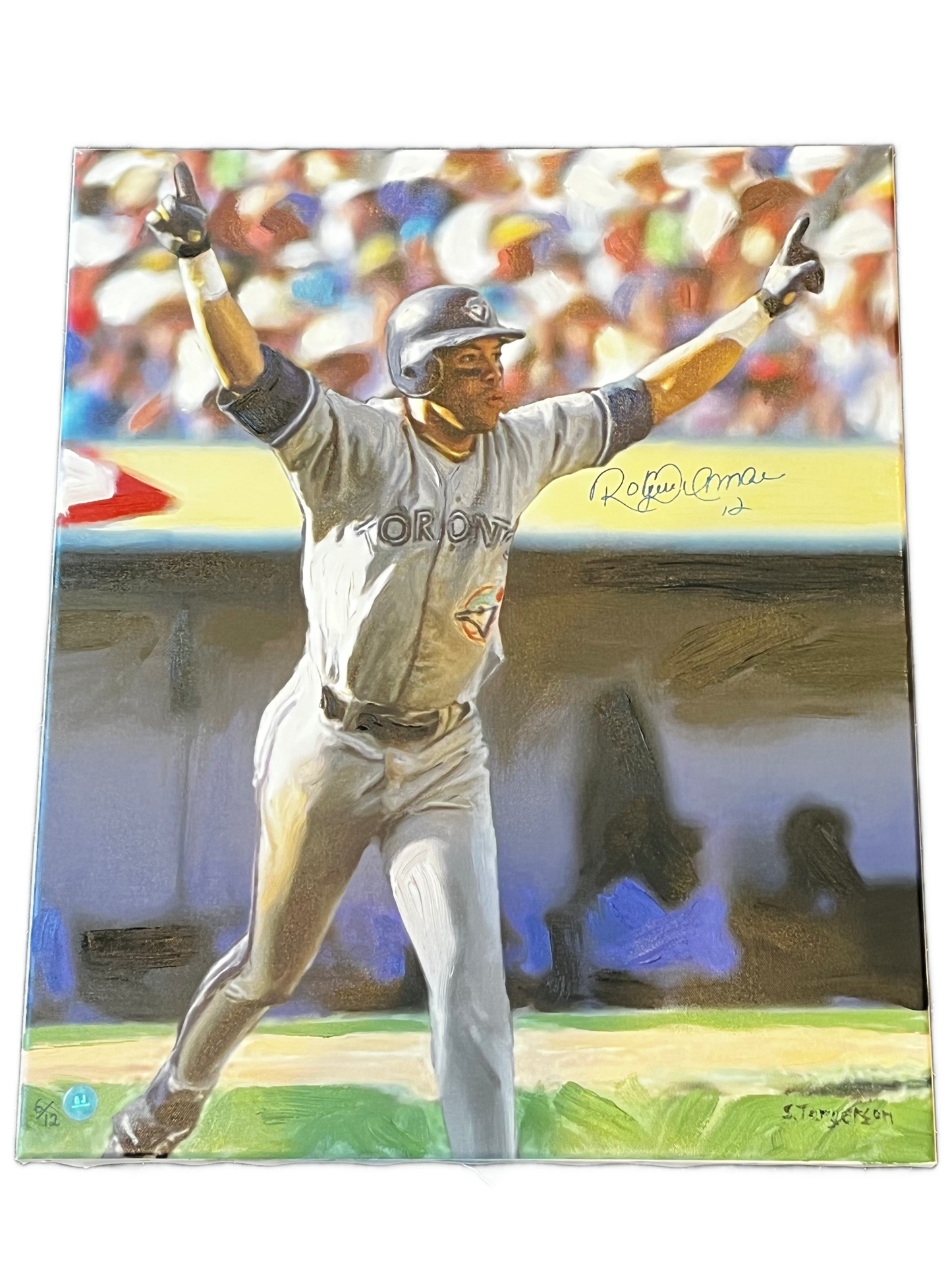 Roberto Alomar Signed 92 ALCS Home Run 20"x24" Canvas Painting