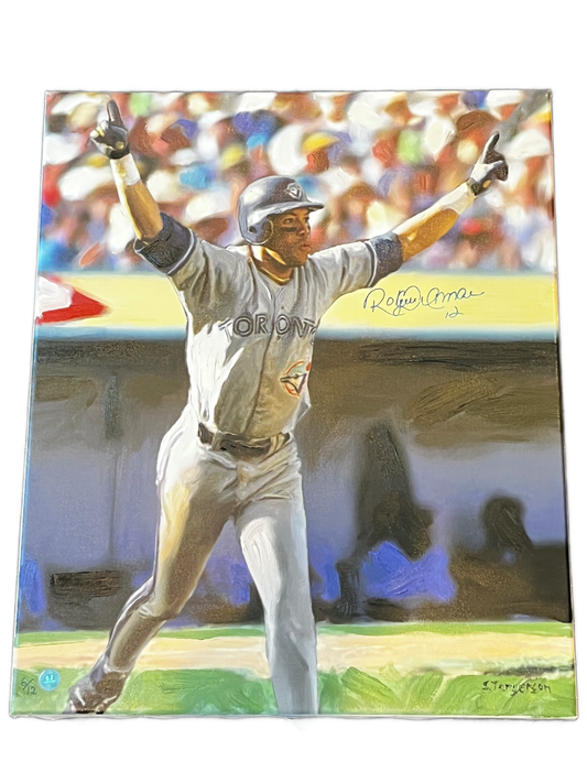 Roberto Alomar Signed 92 ALCS Home Run 20"x24" Canvas Painting