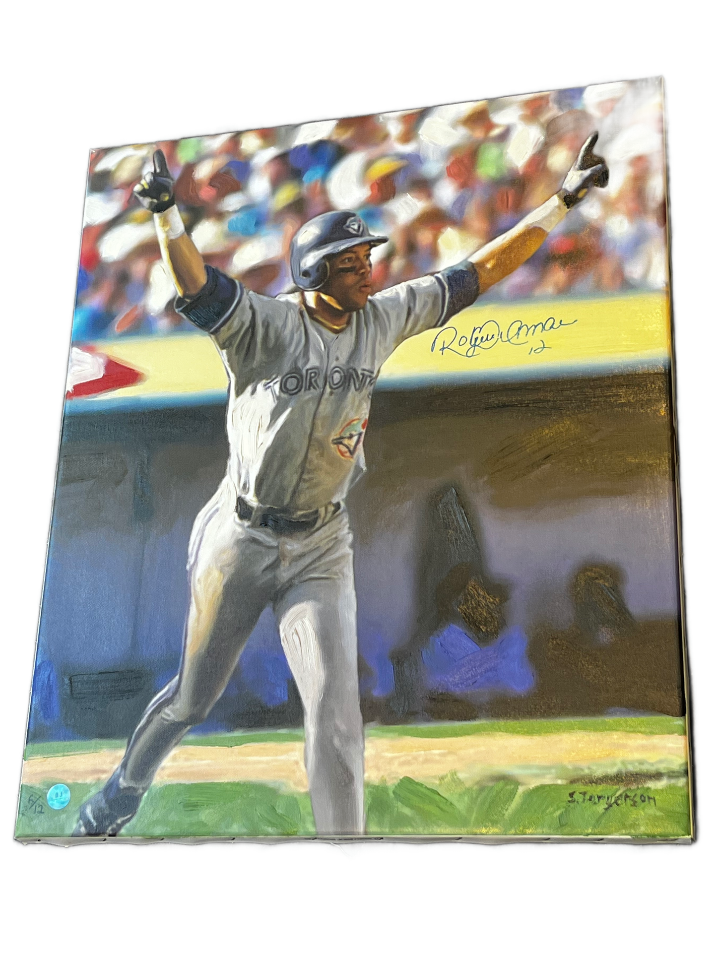 Roberto Alomar Signed 92 ALCS Home Run 20"x24" Canvas Painting