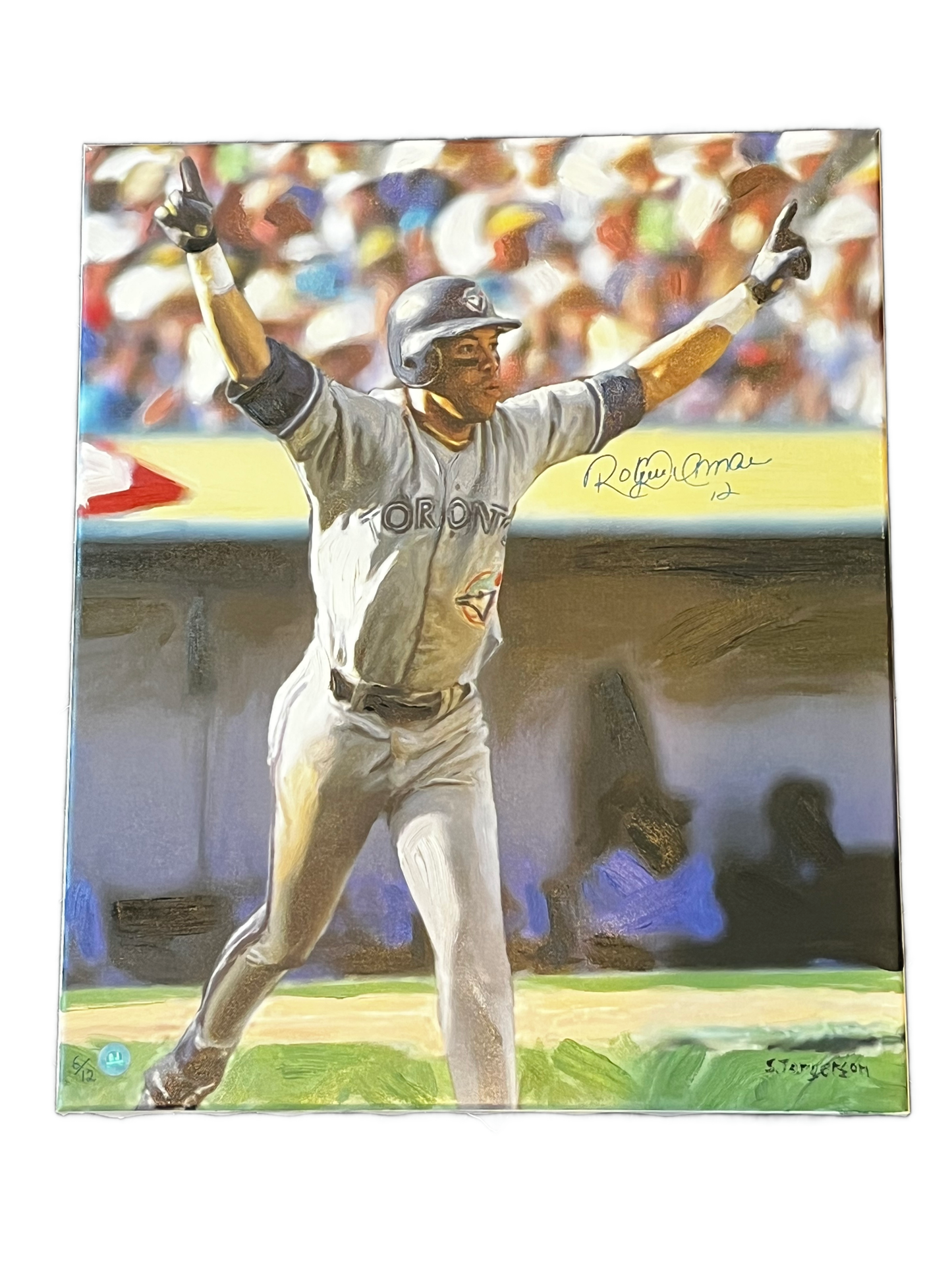 Roberto Alomar Signed 92 ALCS Home Run 20"x24" Canvas Painting