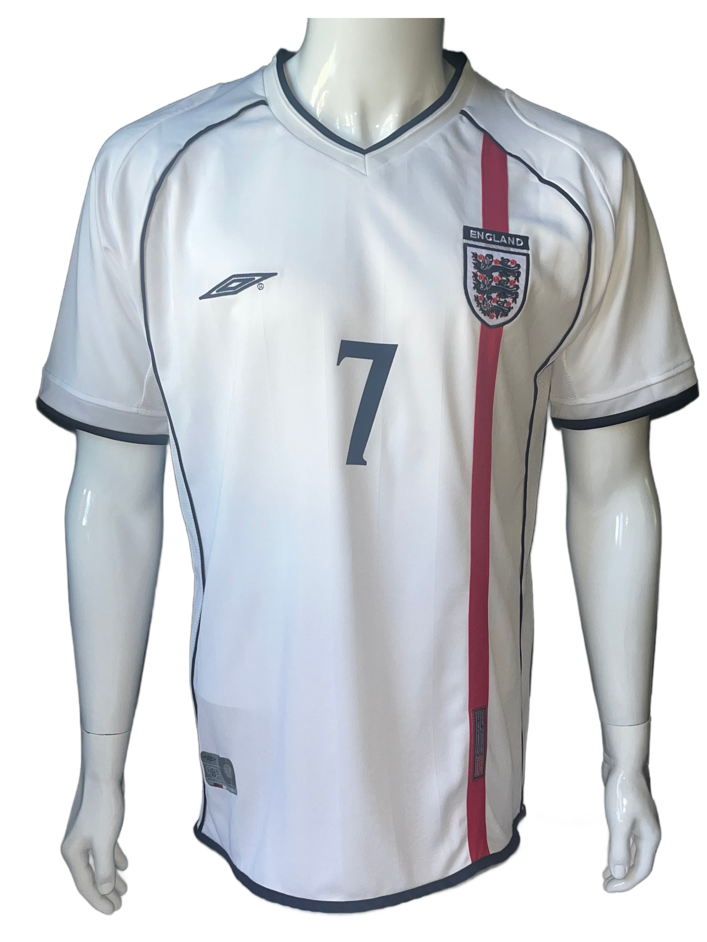 David Beckham Signed England 2002 Soccer Home Jersey Icons