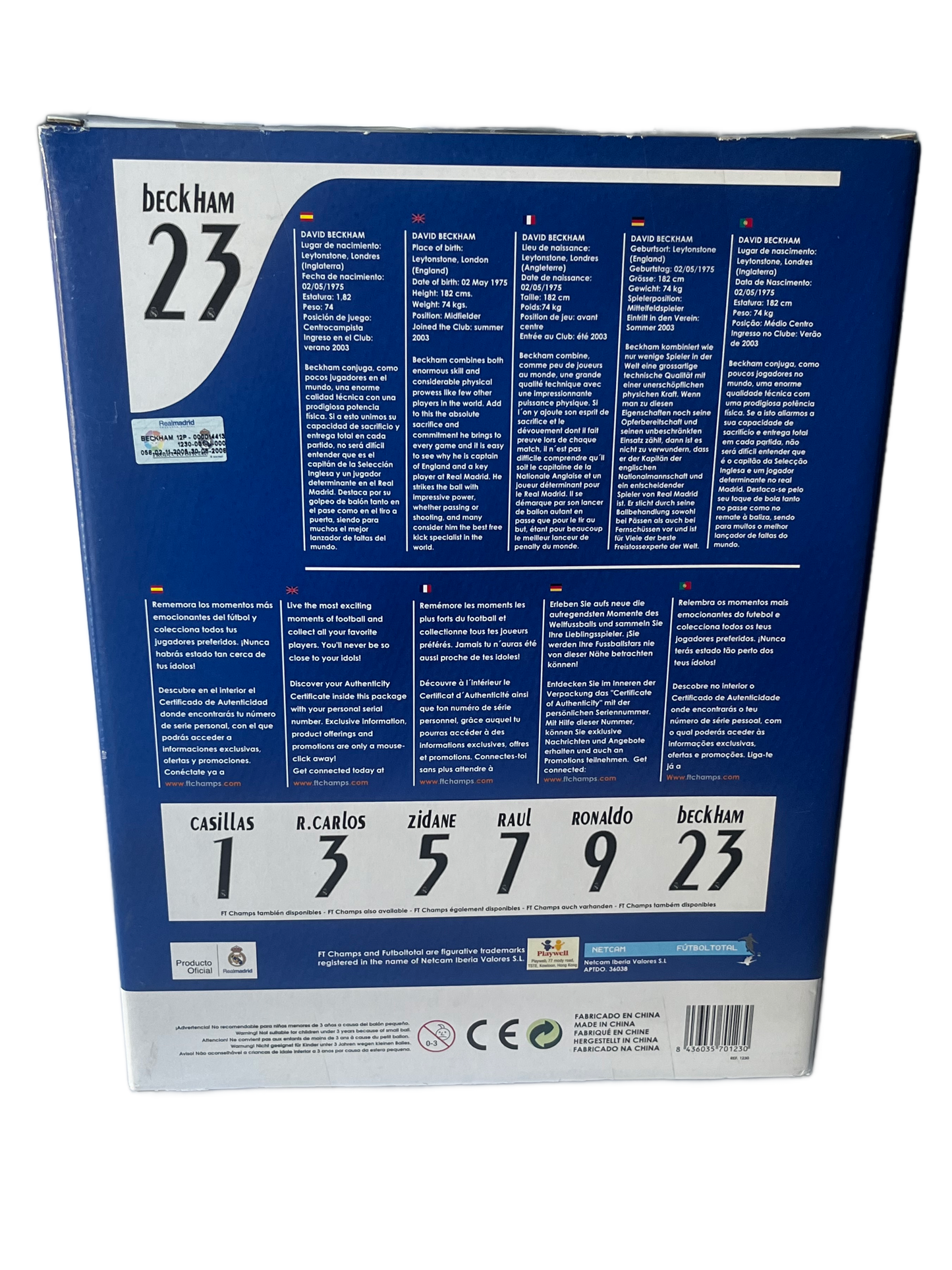 FT Champs David Beckham 23 Real Madrid 12" Action Figure