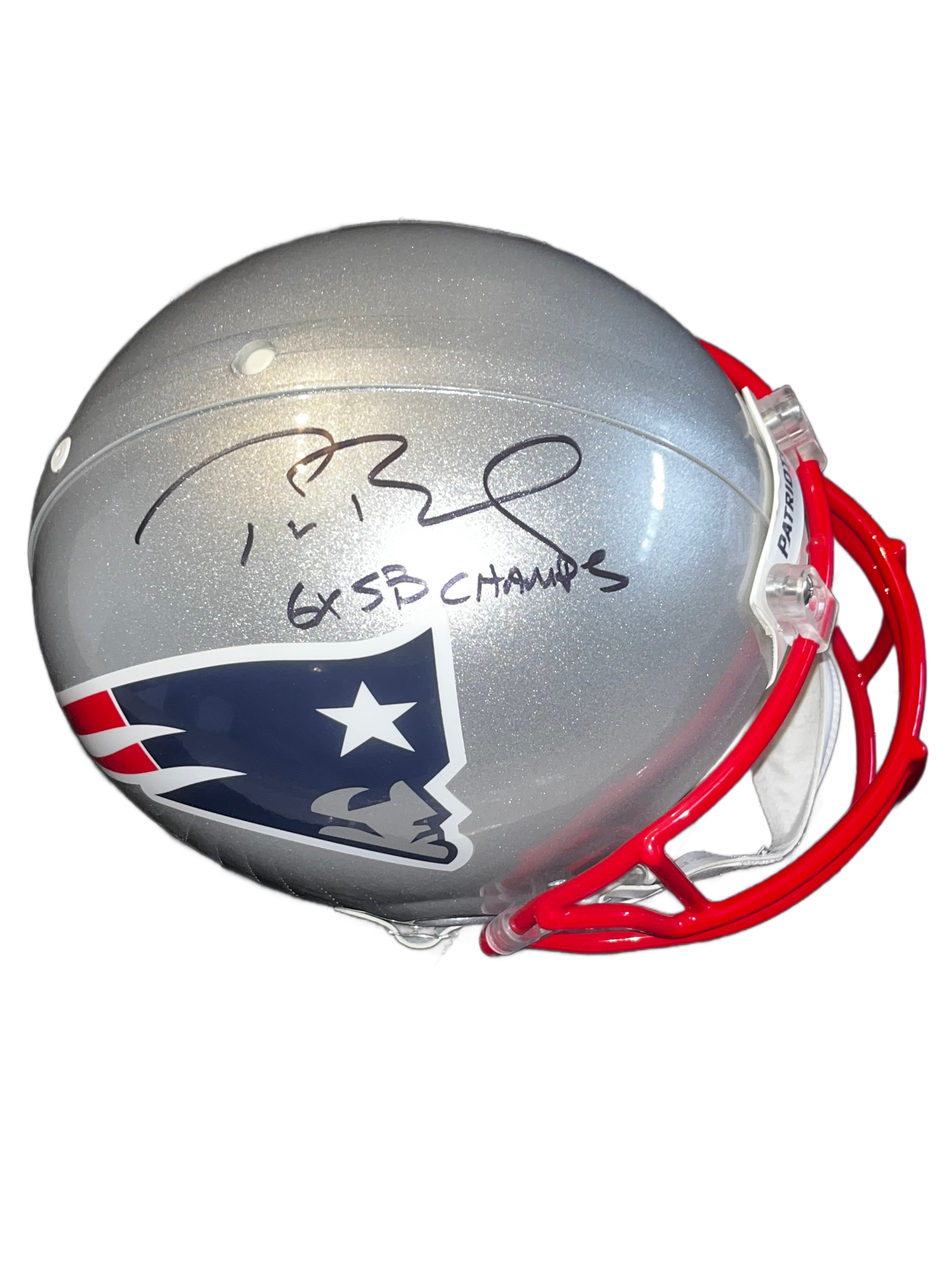Tom Brady New England Patriots Autographed Riddell Authentic Pro Helmet with "6X SB CHAMPS" Inscription