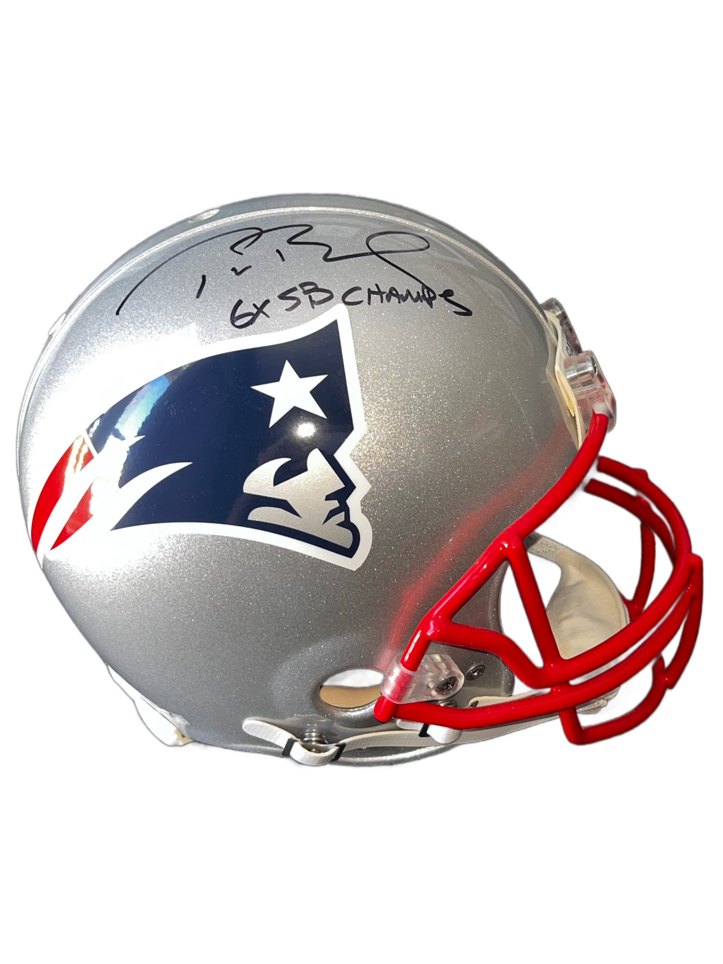 Tom Brady New England Patriots Autographed Riddell Authentic Pro Helmet with "6X SB CHAMPS" Inscription