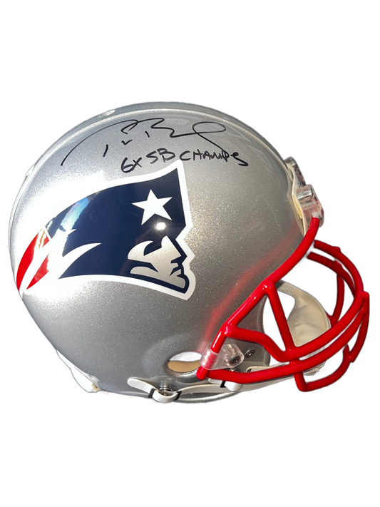Tom Brady New England Patriots Autographed Riddell Authentic Pro Helmet with "6X SB CHAMPS" Inscription