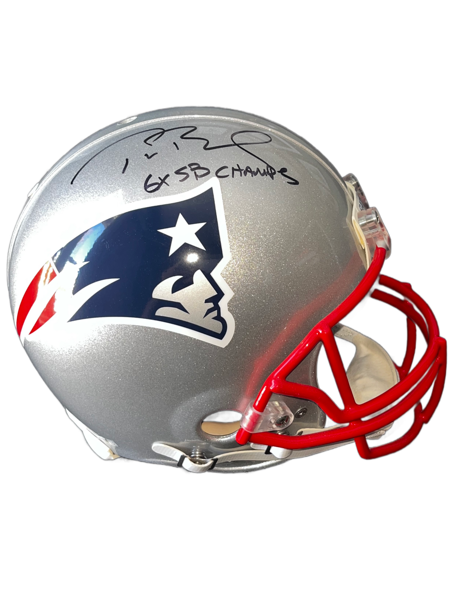 Tom Brady New England Patriots Autographed Riddell Authentic Pro Helmet with "6X SB CHAMPS" Inscription