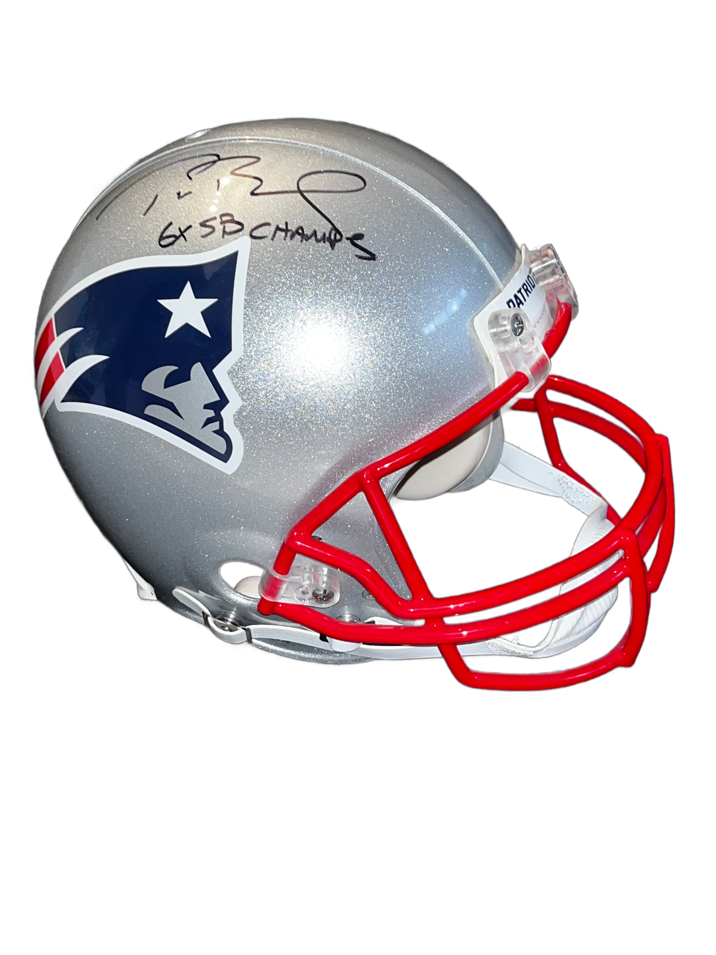 Tom Brady New England Patriots Autographed Riddell Authentic Pro Helmet with "6X SB CHAMPS" Inscription