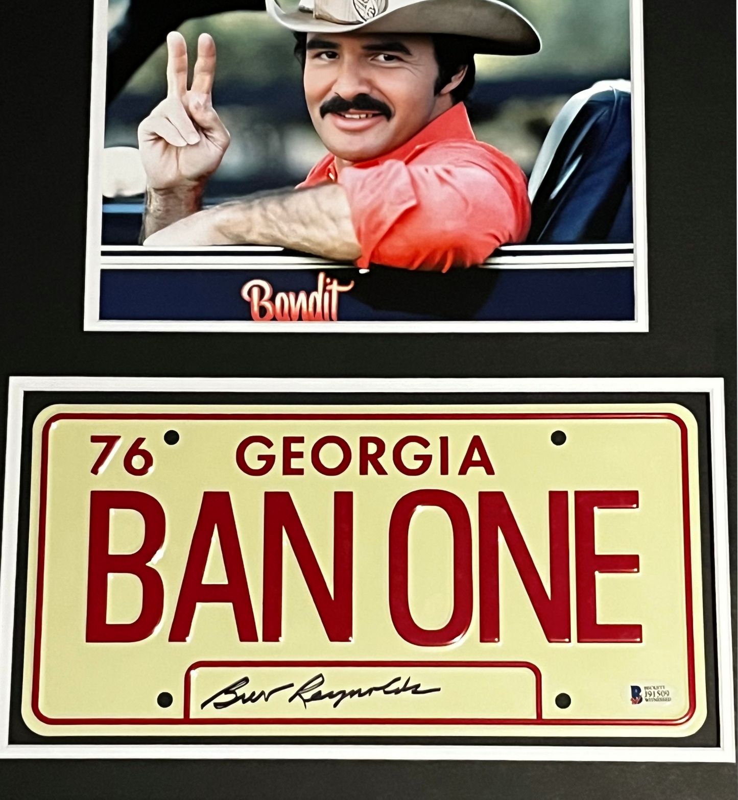 Bert Reynolds Autographed Custom Framed Plate "Smokey & The Bandit"