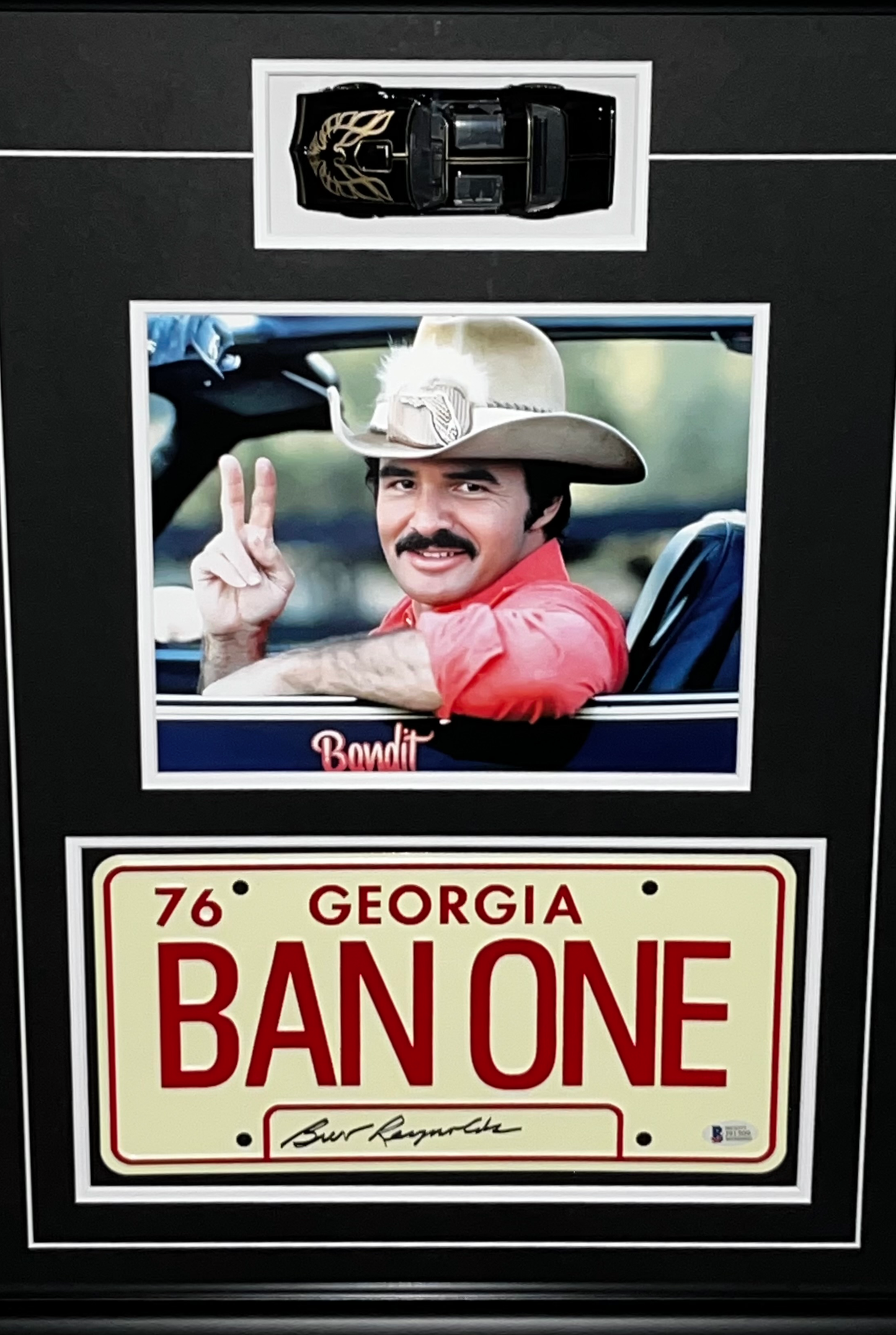 Bert Reynolds Autographed Custom Framed Plate "Smokey & The Bandit"