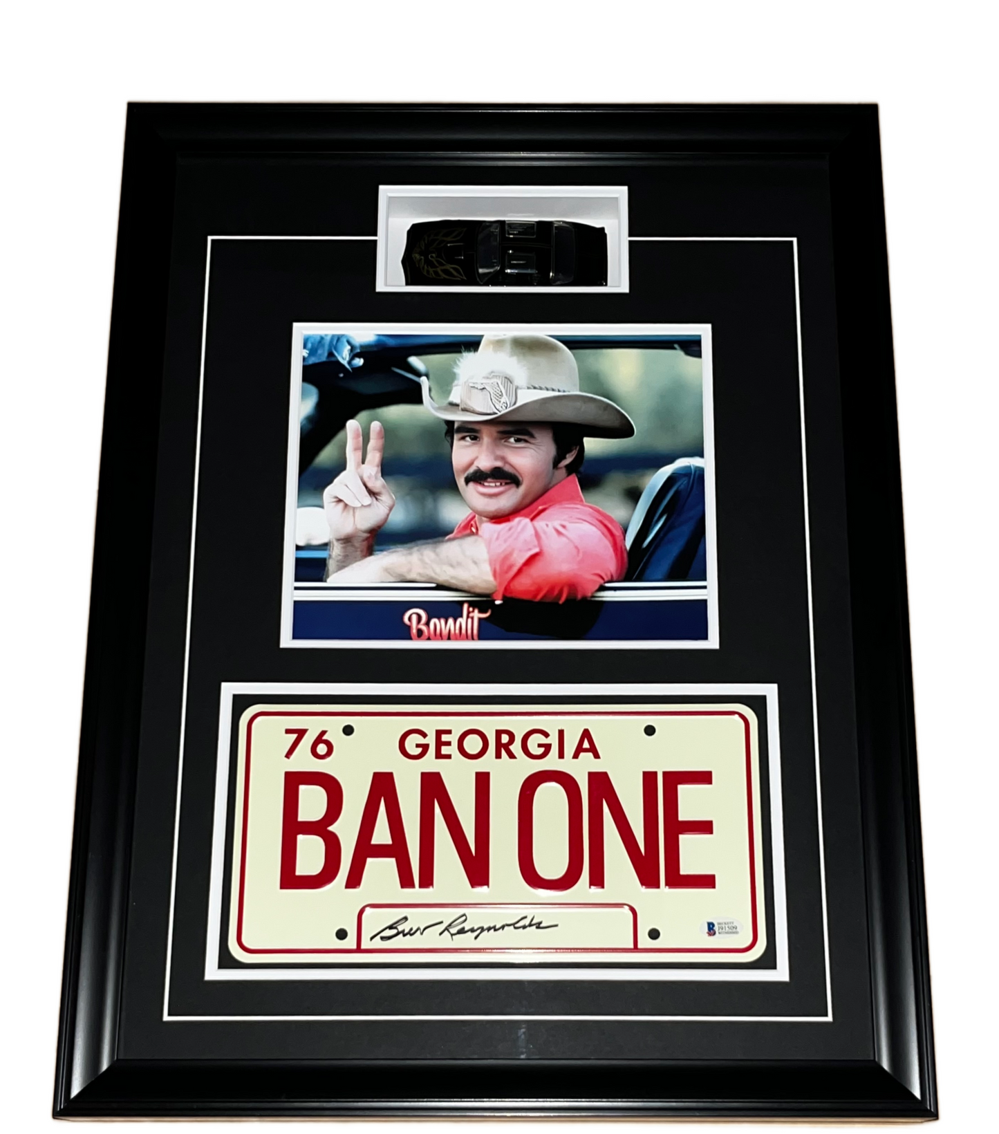 Bert Reynolds Autographed Custom Framed Plate "Smokey & The Bandit"