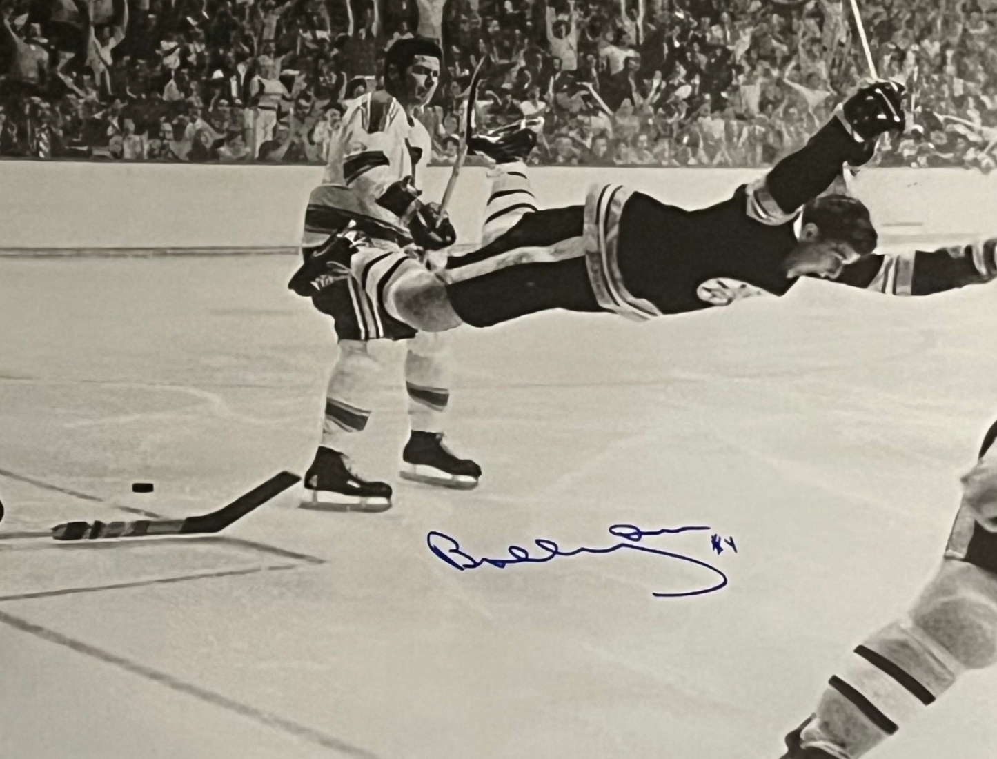 Bobby Orr Signed Framed Black & White Photo "The Goal"
