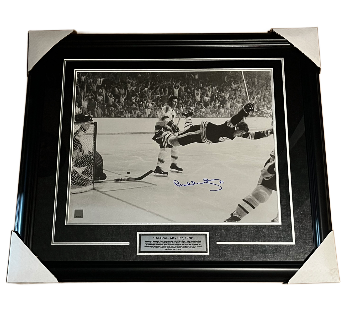 Bobby Orr Signed Framed Black & White Photo "The Goal"