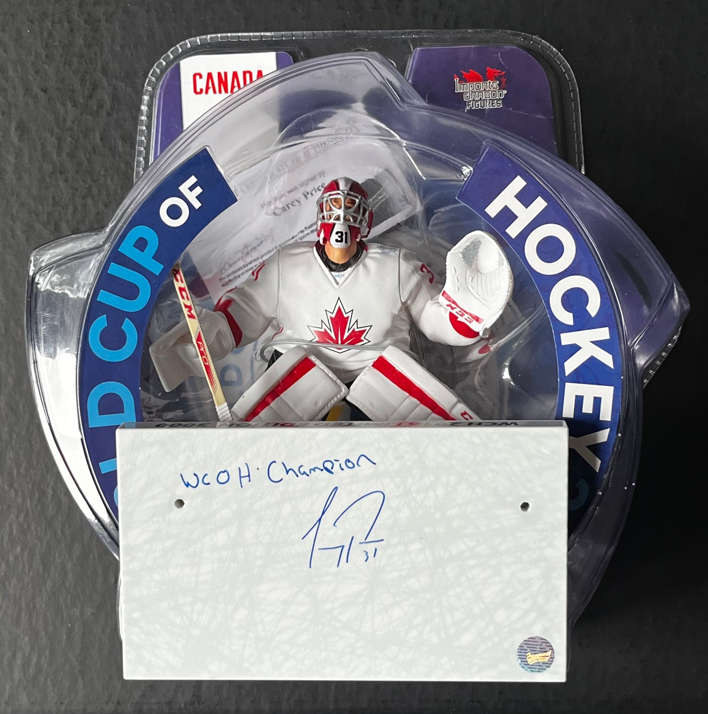 Carey Price Autographed Import Dragon figure Team Canada WCOH 2016