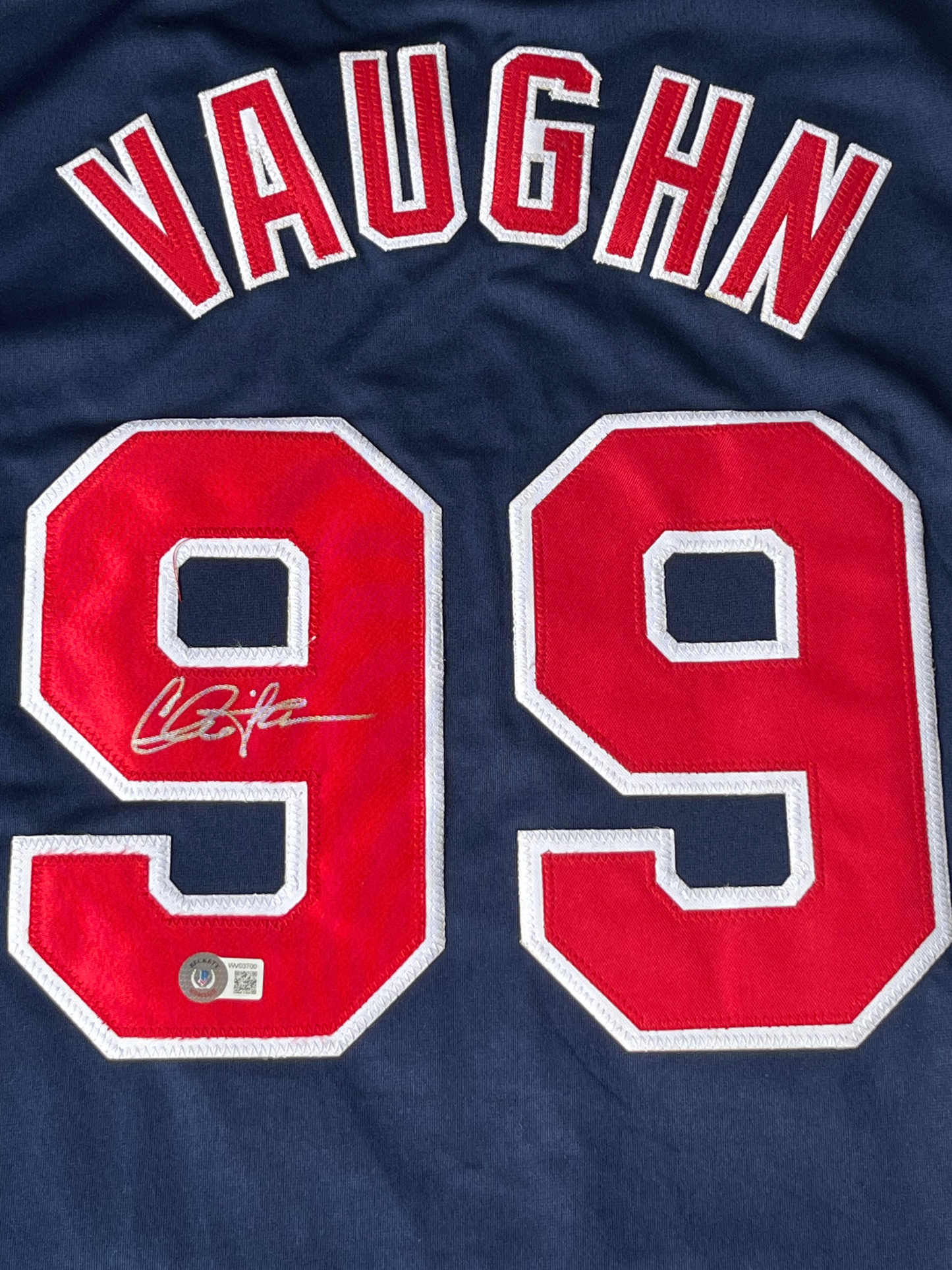 Charlie Sheen Autographed Ricky Vaughn "Wild Thing" Custom Sleeveless Indians Blue Jersey
