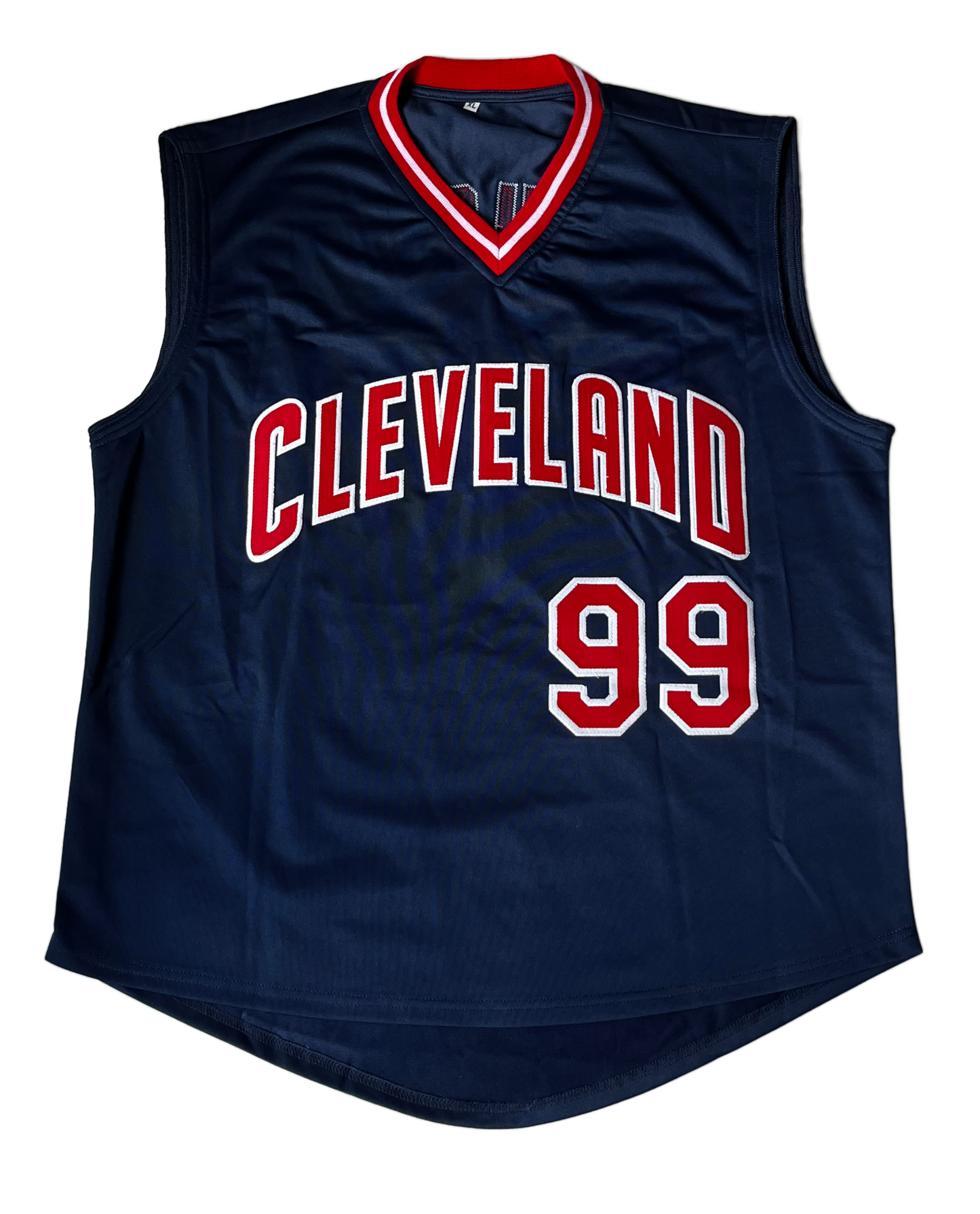 Charlie Sheen Autographed Ricky Vaughn "Wild Thing" Custom Sleeveless Indians Blue Jersey
