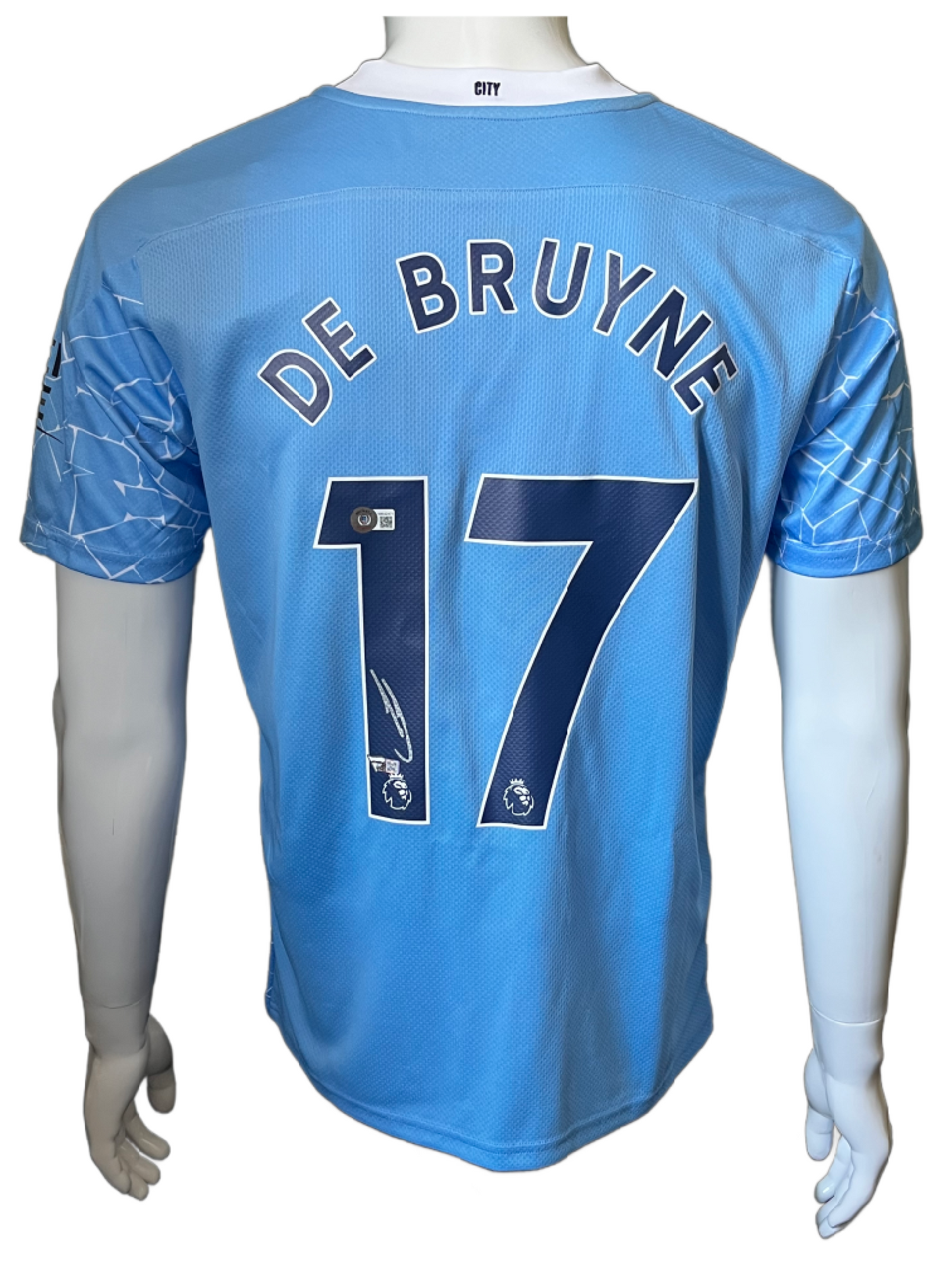 Kevin De Bruyne Autographed Manchester City 20-21 Soccer Jersey
