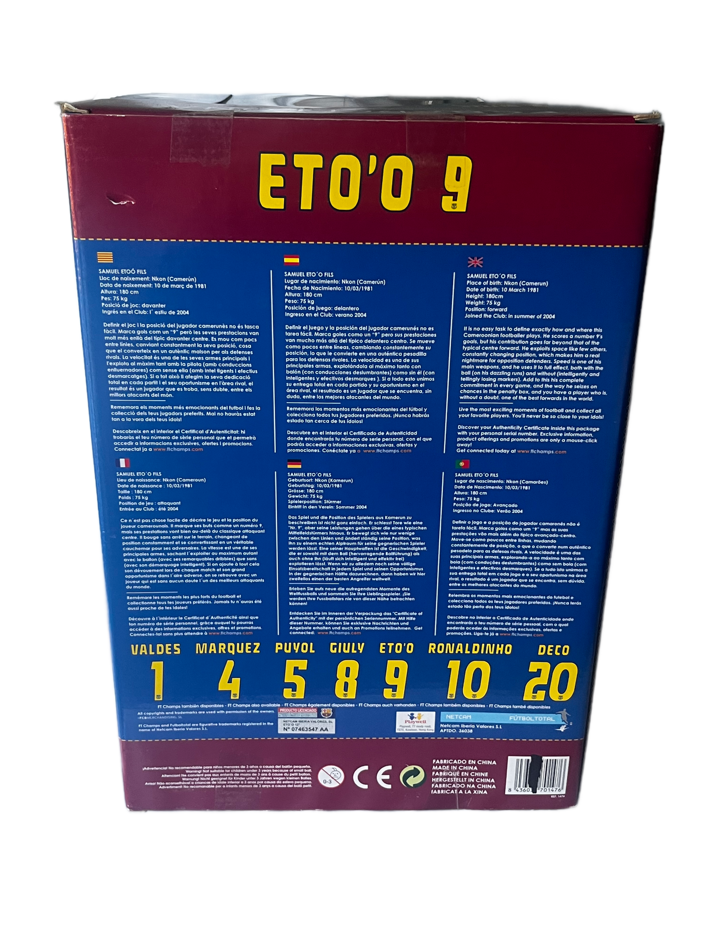 FT Champs Samuel Eto'o 9 FC Barcelona 12" Action Figure