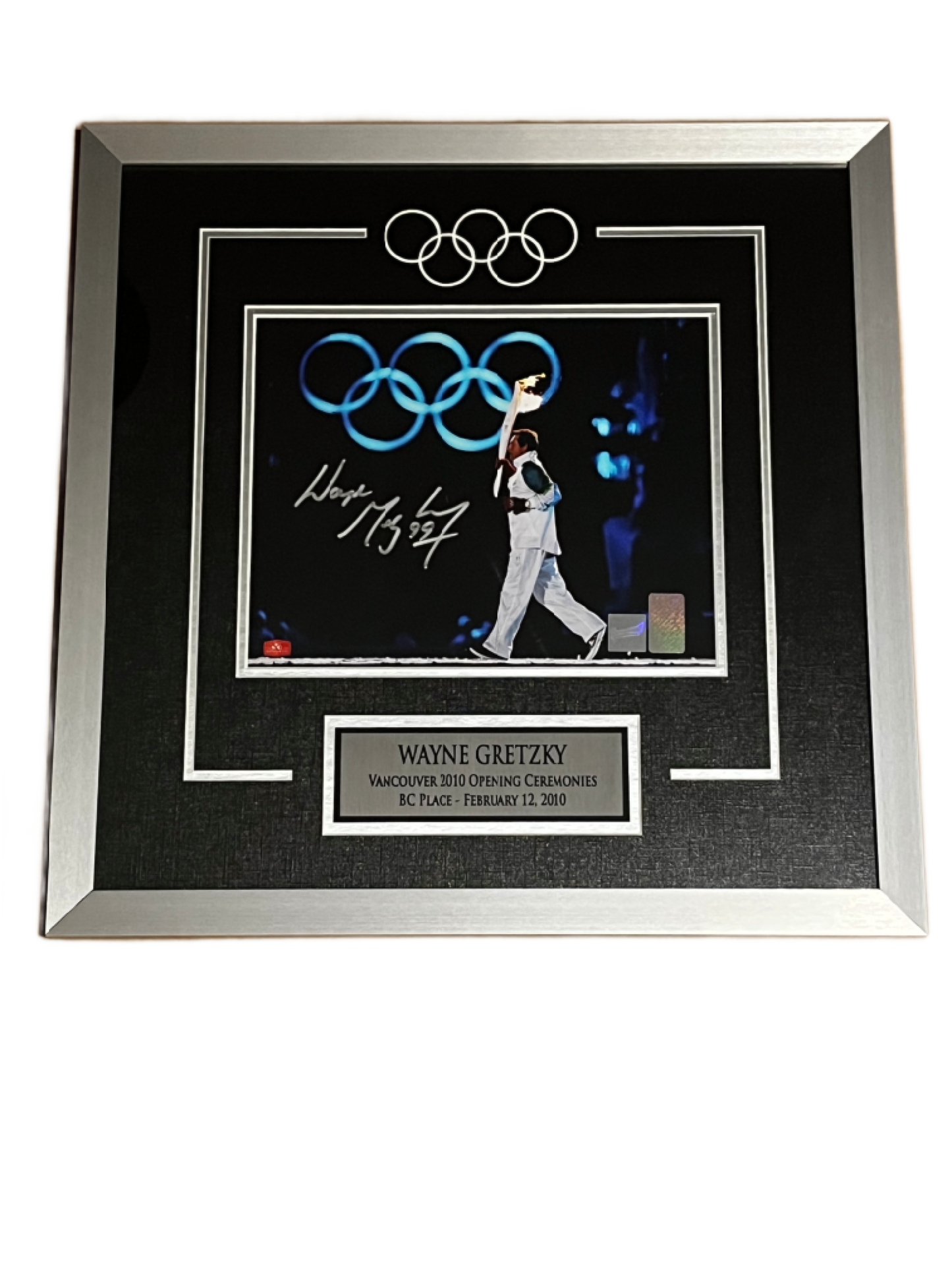 Signed 8x10 Wayne Gretzky Framed Olympics Torch Canada 2010