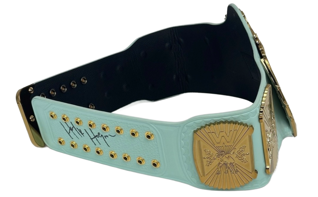 Hulk Hogan Signed Blue Winged V2 Wresting Belt With Signed Cover