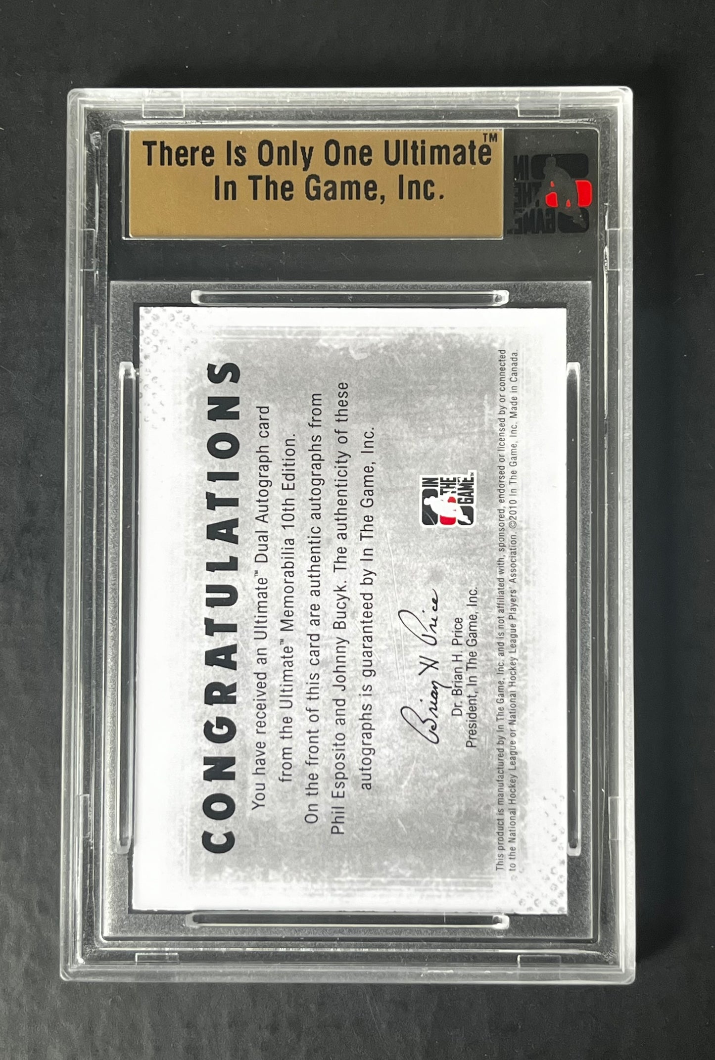 2010 In the Game Ultimate Edition Phil Esposito / Johnny Bucyk Dual Auto