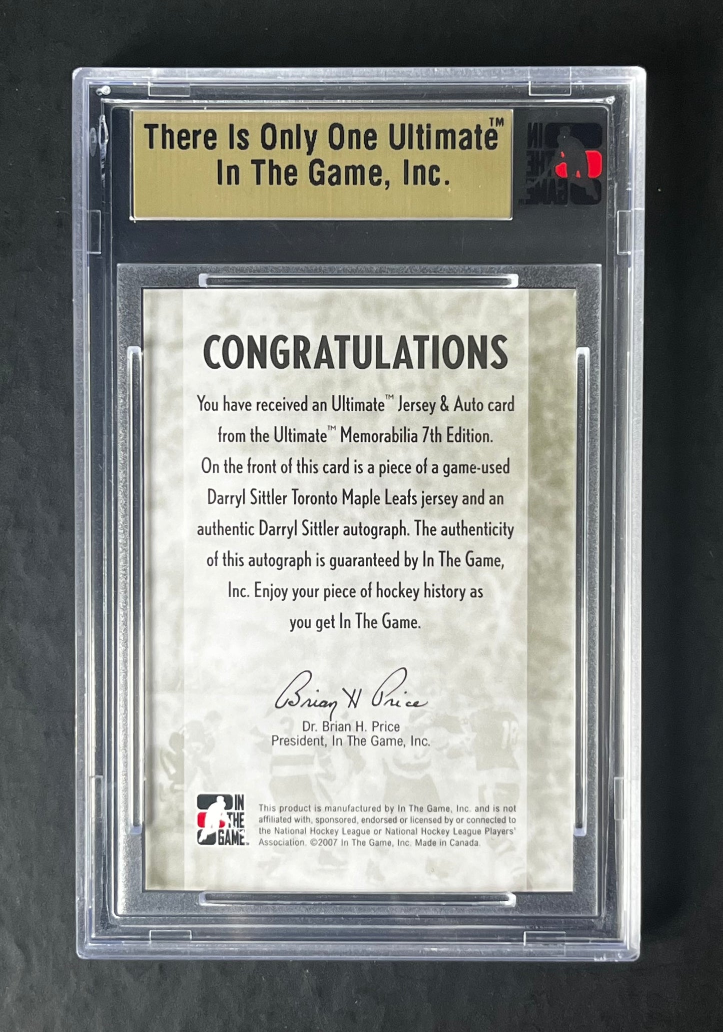 2006 ITG Ultimate Memorabilia Jersey Auto Silver Darryl Sittler /50