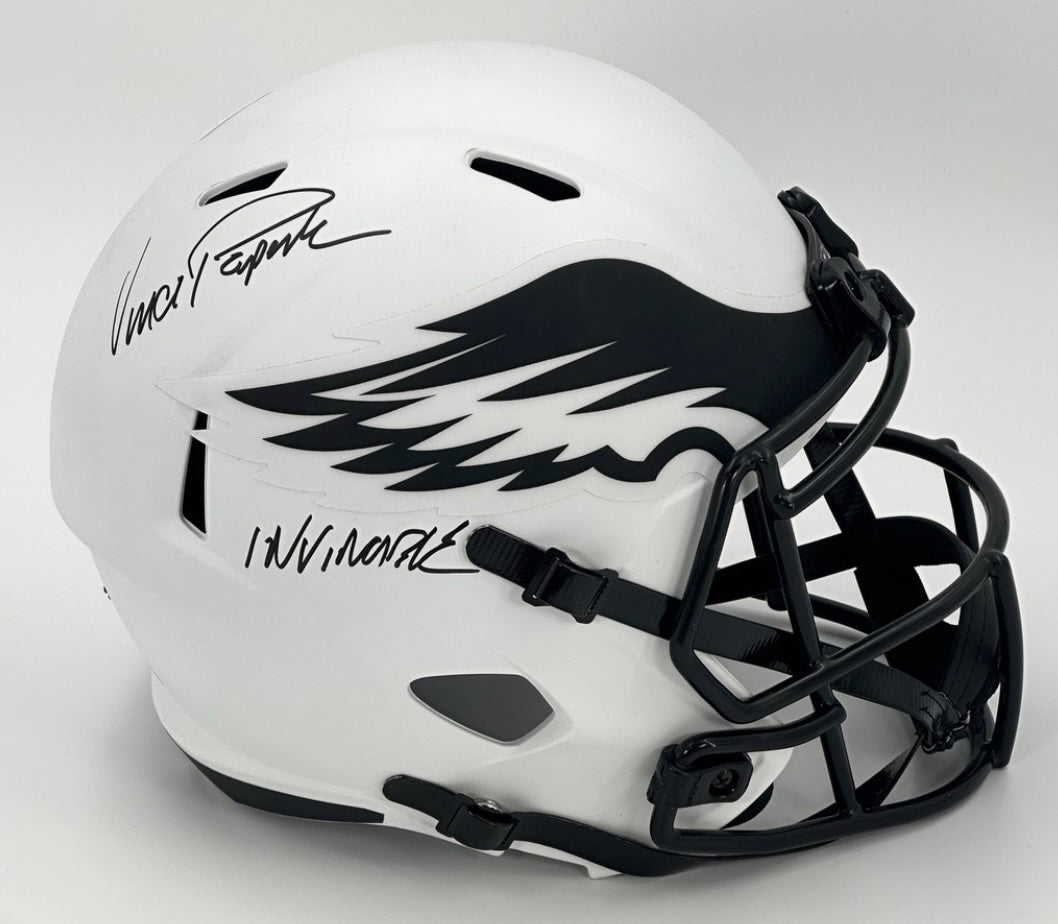 Vince Papale Signed Inscribed "Invincible" FS Eagles Football Helmet