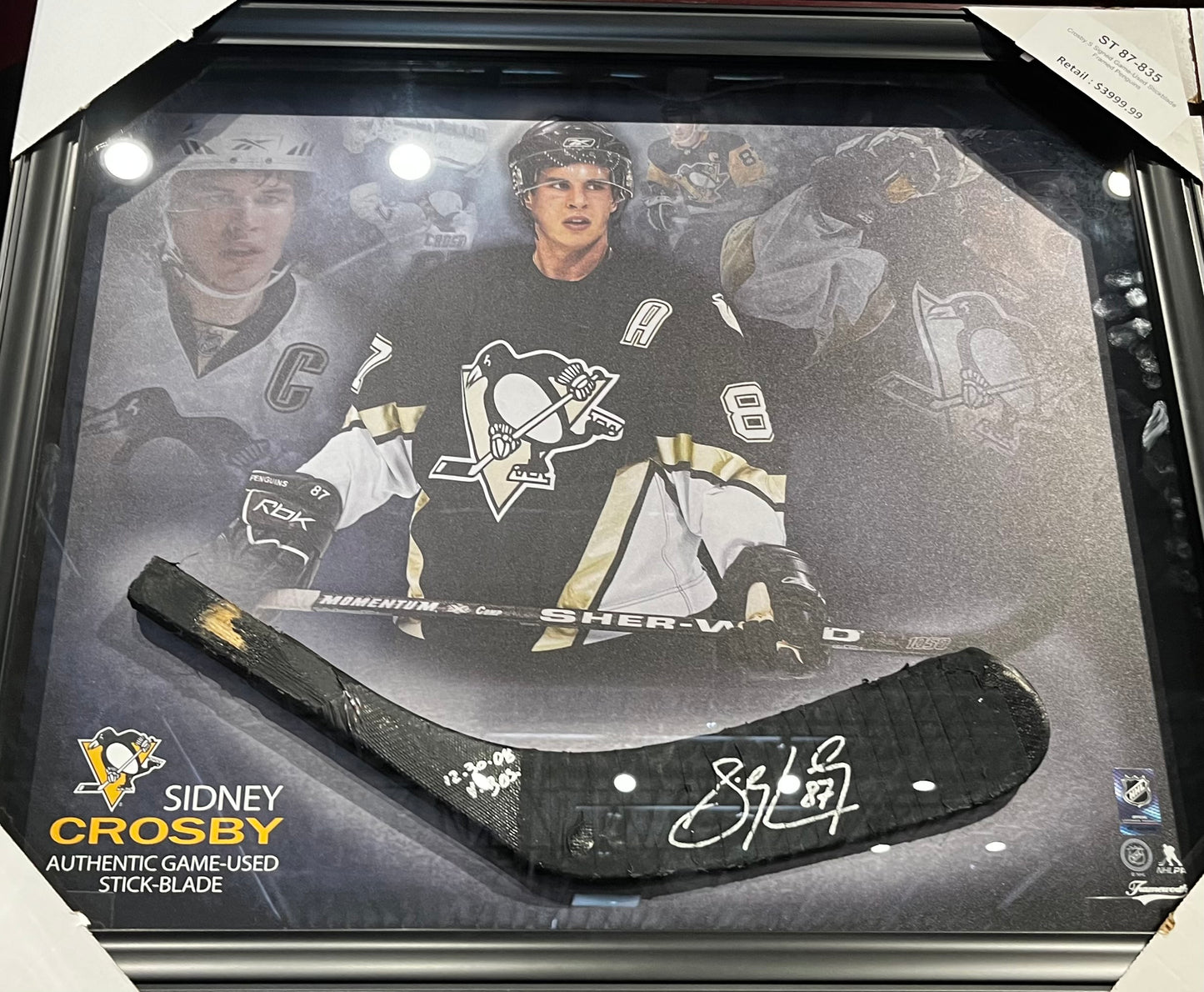 Sidney Crosby Pittsburgh Penguins Signed Framed Game-Used Stick Blade