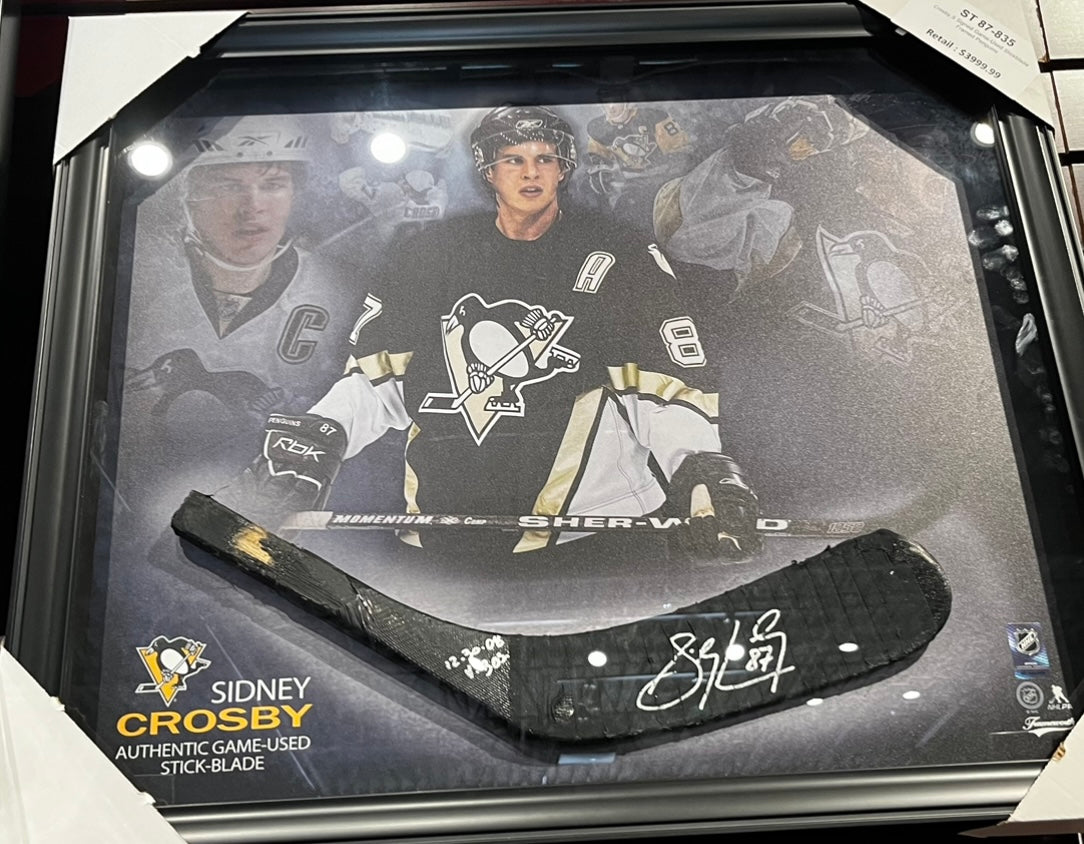 Sidney Crosby Pittsburgh Penguins Signed Framed Game-Used Stick Blade