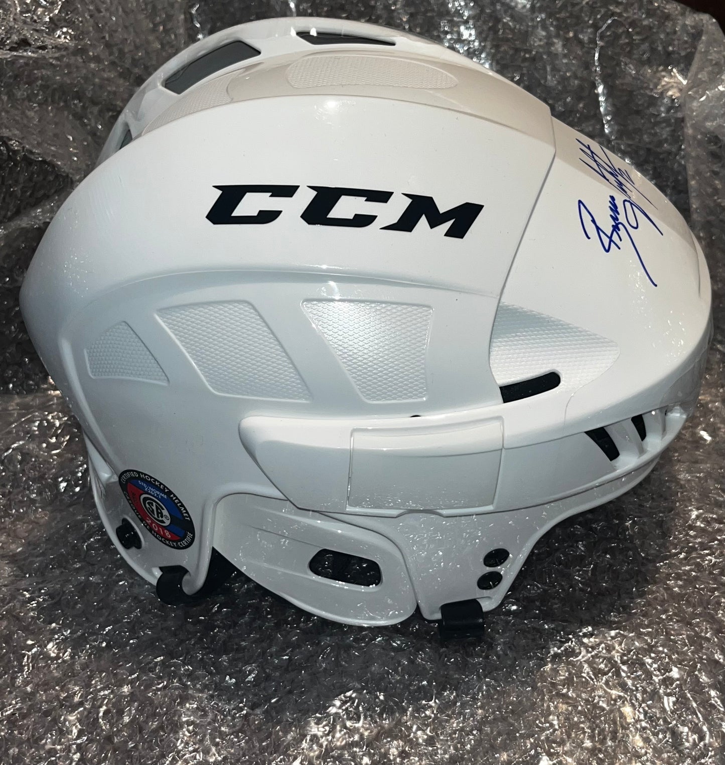 Brian Leetch Autographed White CCM Hockey Helmet New York Rangers