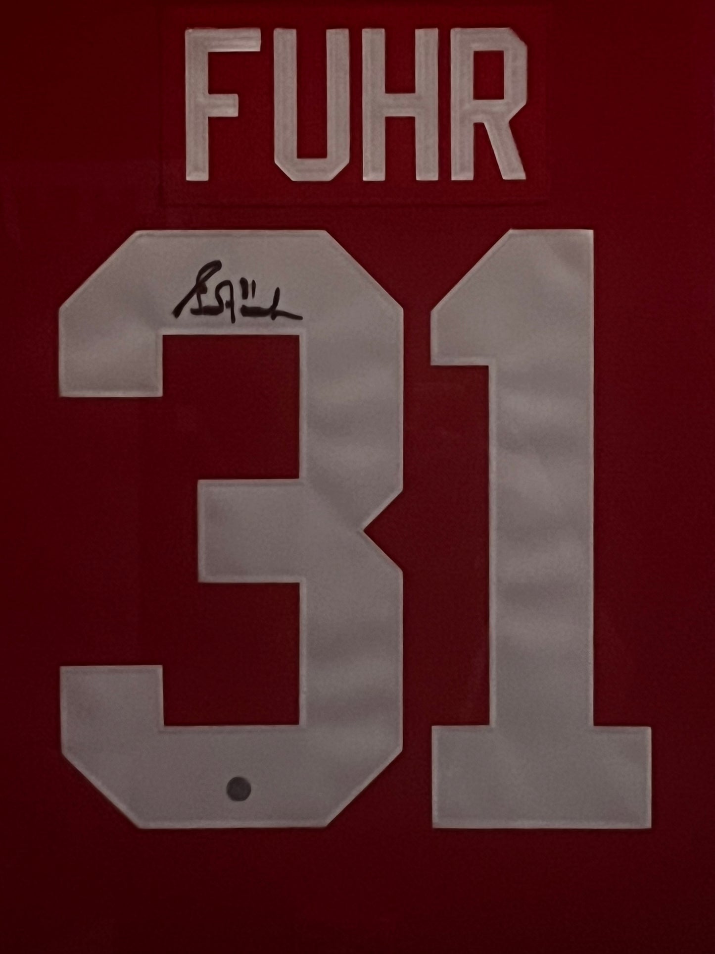 Grant Fuhr Signed Framed Canada Cup 87 Red Jersey