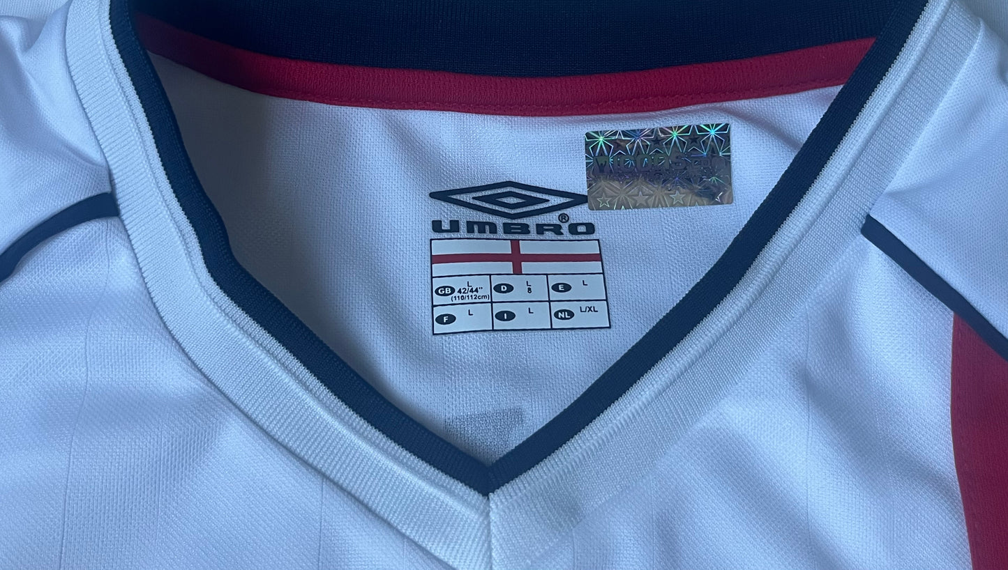 David Beckham Signed England 2002 Soccer Home Jersey Icons