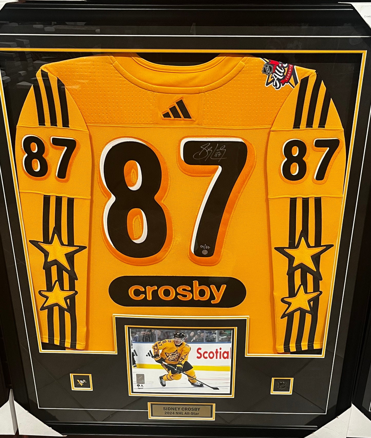 Sidney Crosby Signed Jersey Framed Yellow 2024 NHL All Star Adidas (Limited Edition of 87)