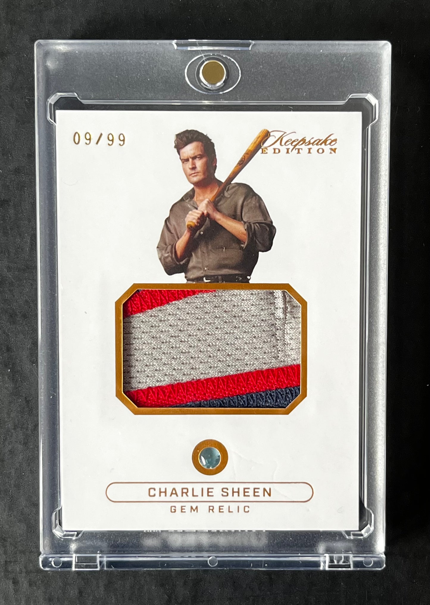 Charlie Sheen 2024 Keepsake Sports Edition #334 Gem Relic Patch Major League/99