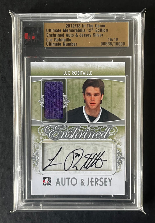 Luc Robitaille 2012-13 ITG Ultimate Memo. Enrished Jersey Auto Silver #16/19