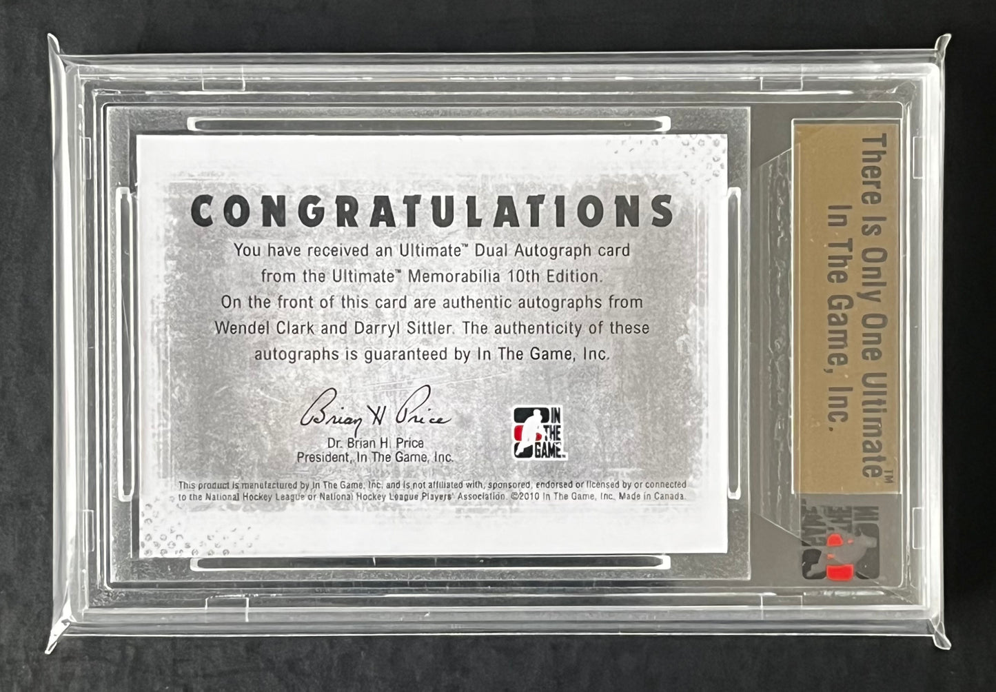 Clark/Sittler The Game Ultimate Memorabilia Dual Auto/10. Numbered 09/19