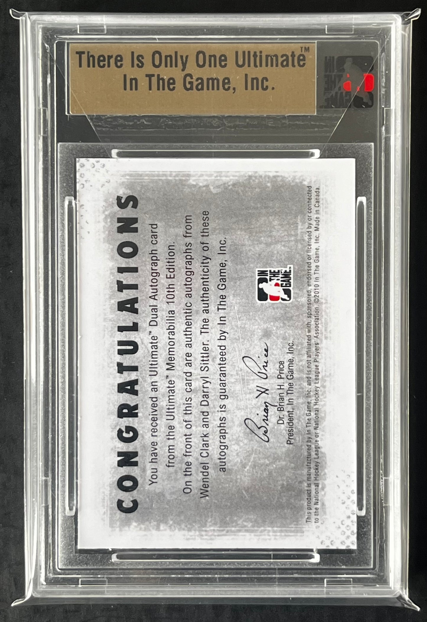 Clark/Sittler The Game Ultimate Memorabilia Dual Auto/10. Numbered 09/19