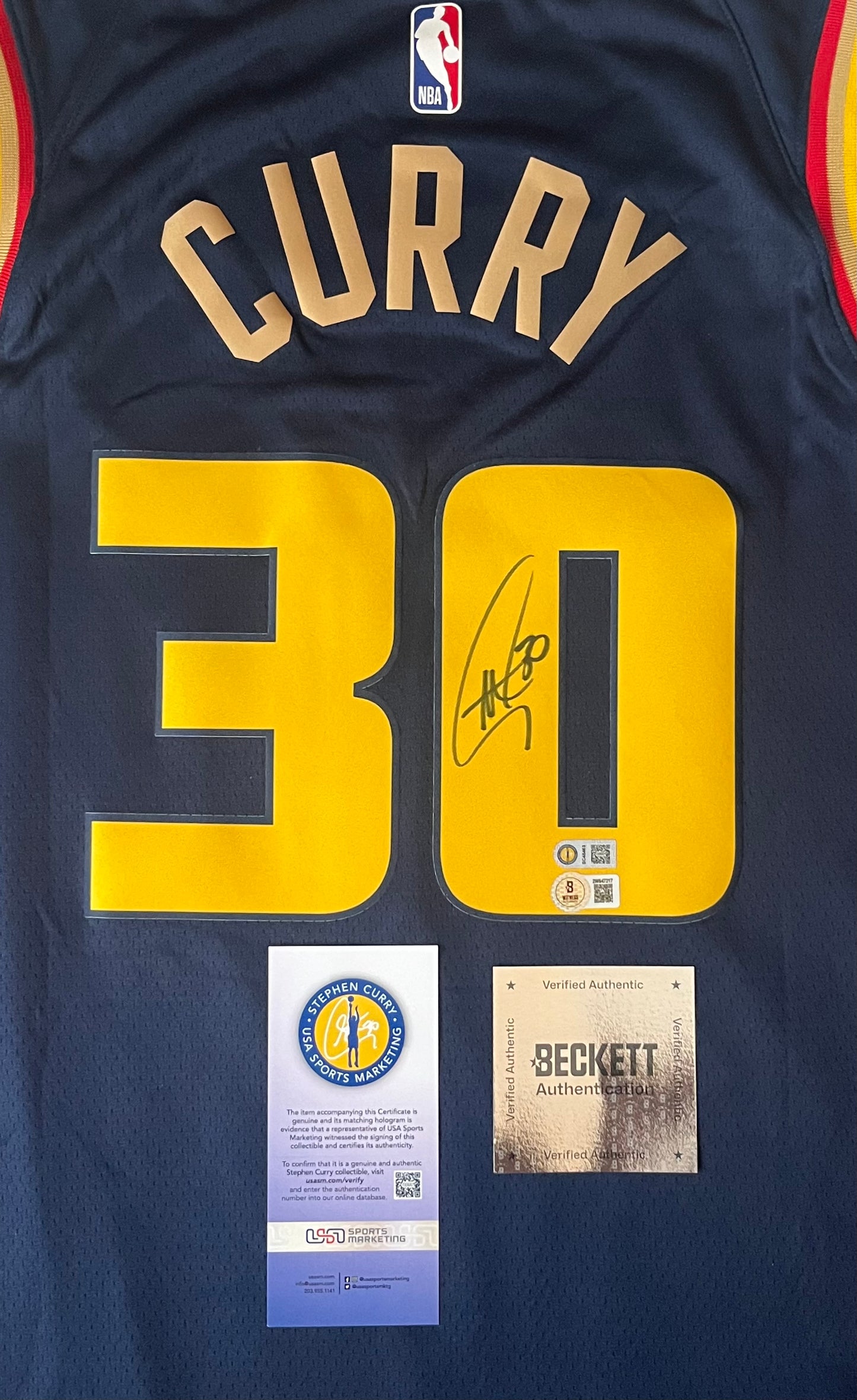 Stephen Curry Golden State Warriors Signed Nike Navy Swingman Jersey