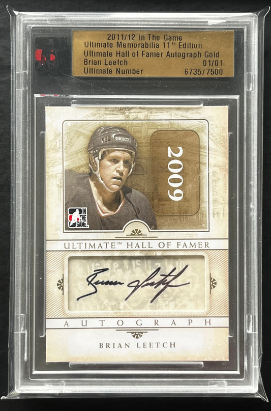 2011 IN THE GAME ULTIMATE BRIAN LEETCH HALL OF FAME AUTO GOLD 1/1