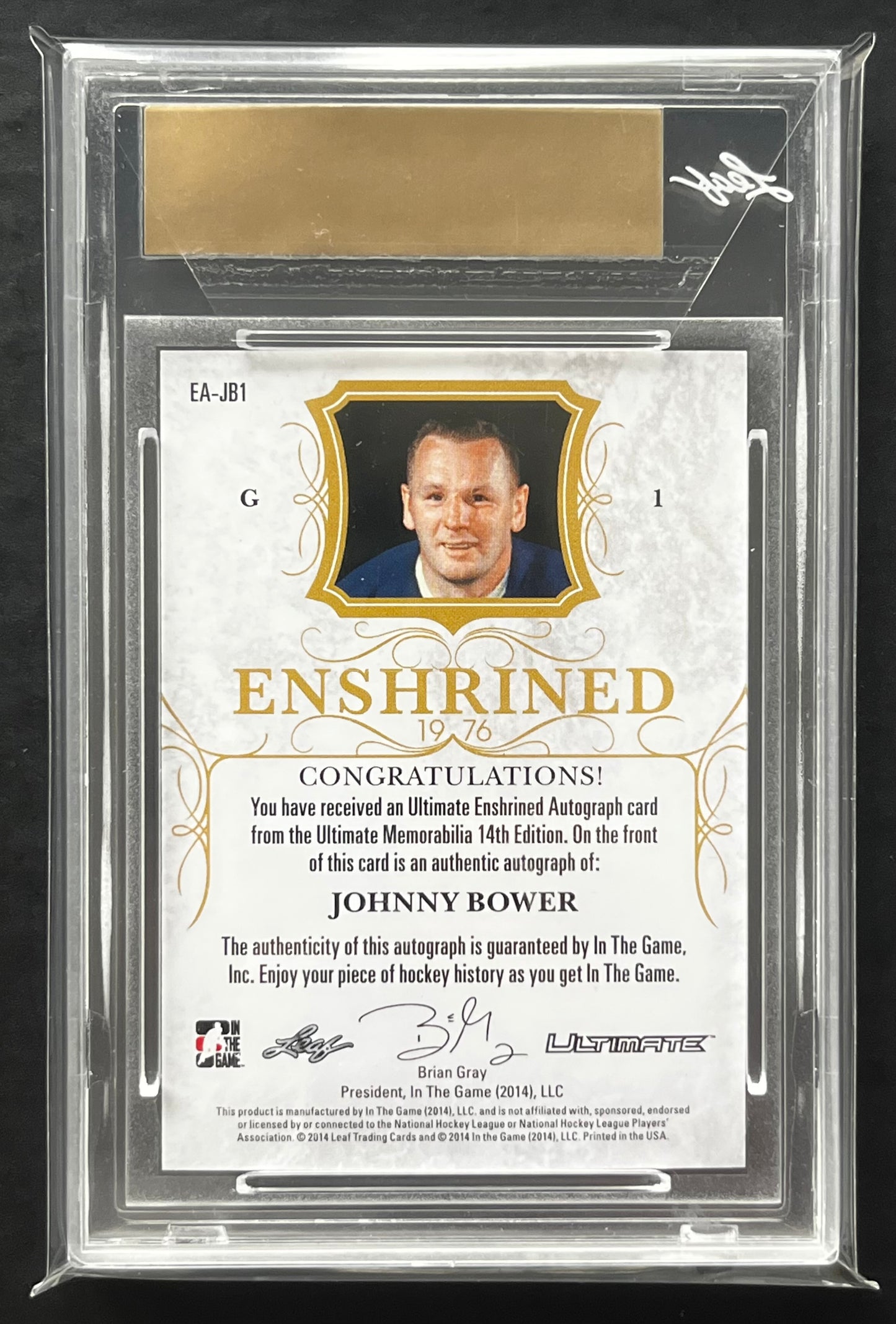2014 IN THE GAME ULTIMATE MEMORABILIA ENSHRINED JOHNNY BOWER AUTO SILVER /25