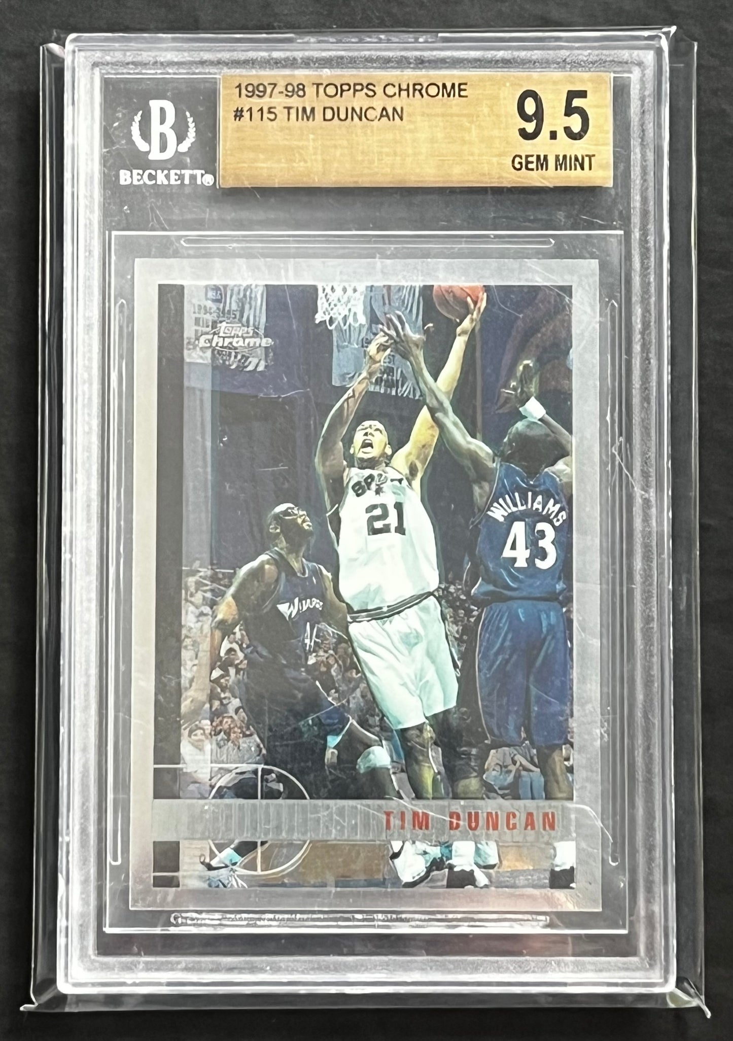 Tim Duncan Graded 1997-98 Topps Chrome Rookie Card BGS 9.5 Gem Mint
