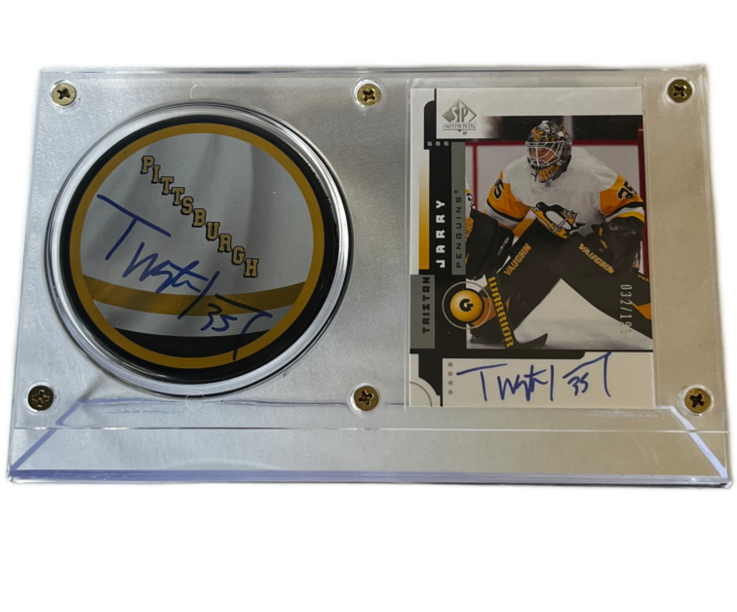 Tristan Jarry Signed Reverse Retro Puck And Signed Card